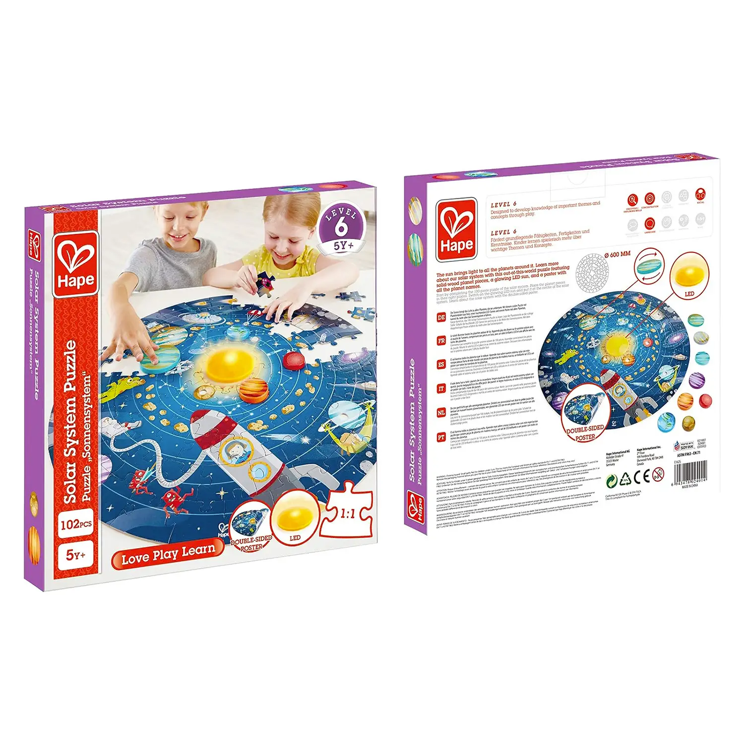 Puzzle sistema solare con led - Incastri e puzzle in legno