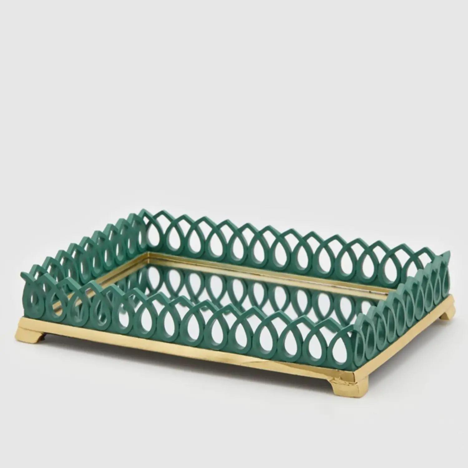 Vassoio Natalizio con Specchio Rettangolare: 40x30 cm, Verde - addobbi casa