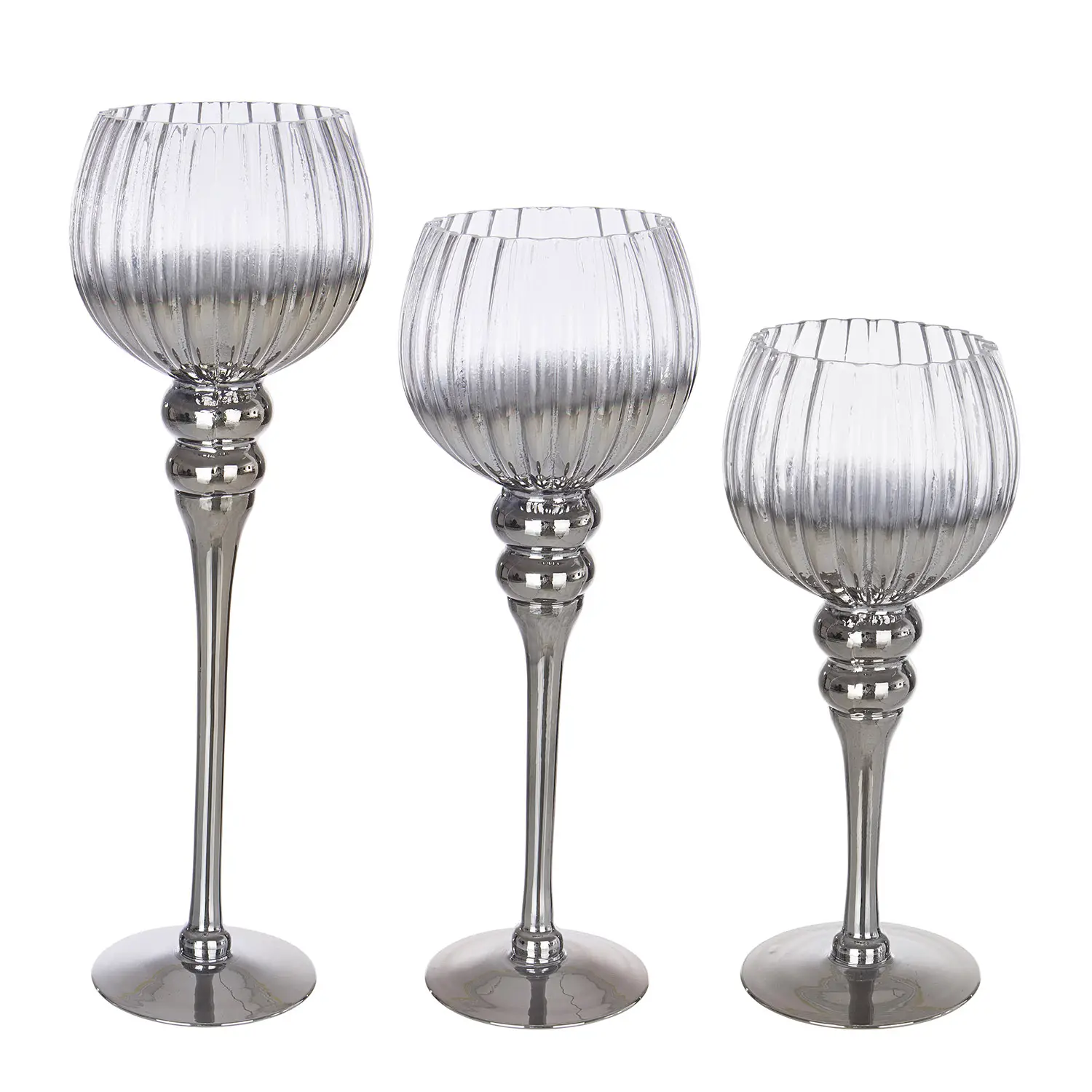 Set3 Porta Candela 1p Mellow Calice Argento - addobbi casa