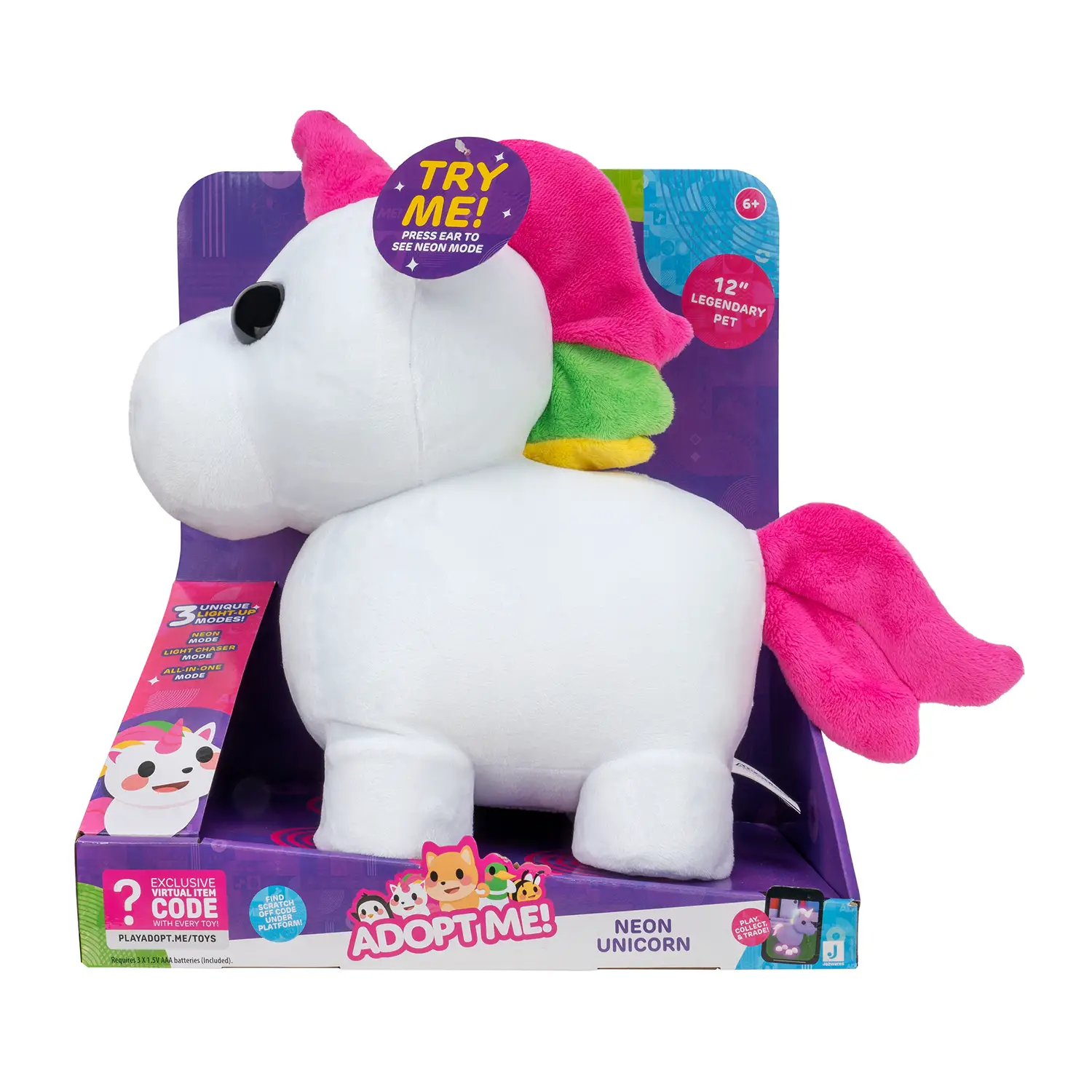 Adopt me, Cuccioli da Amare Peluche Magico Unicorno con Funzione Luminosa - peluches 0/36 mesi
