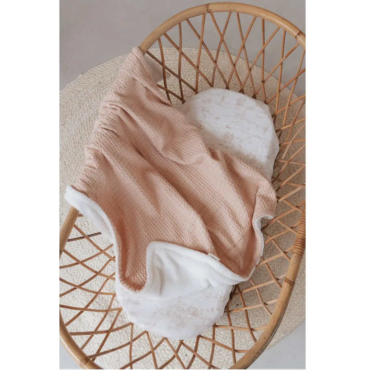 Coperta Lettino 140x100 Goffrato In Bambù Organico + Spugna Peluche Nude Pink - lenzuolini
