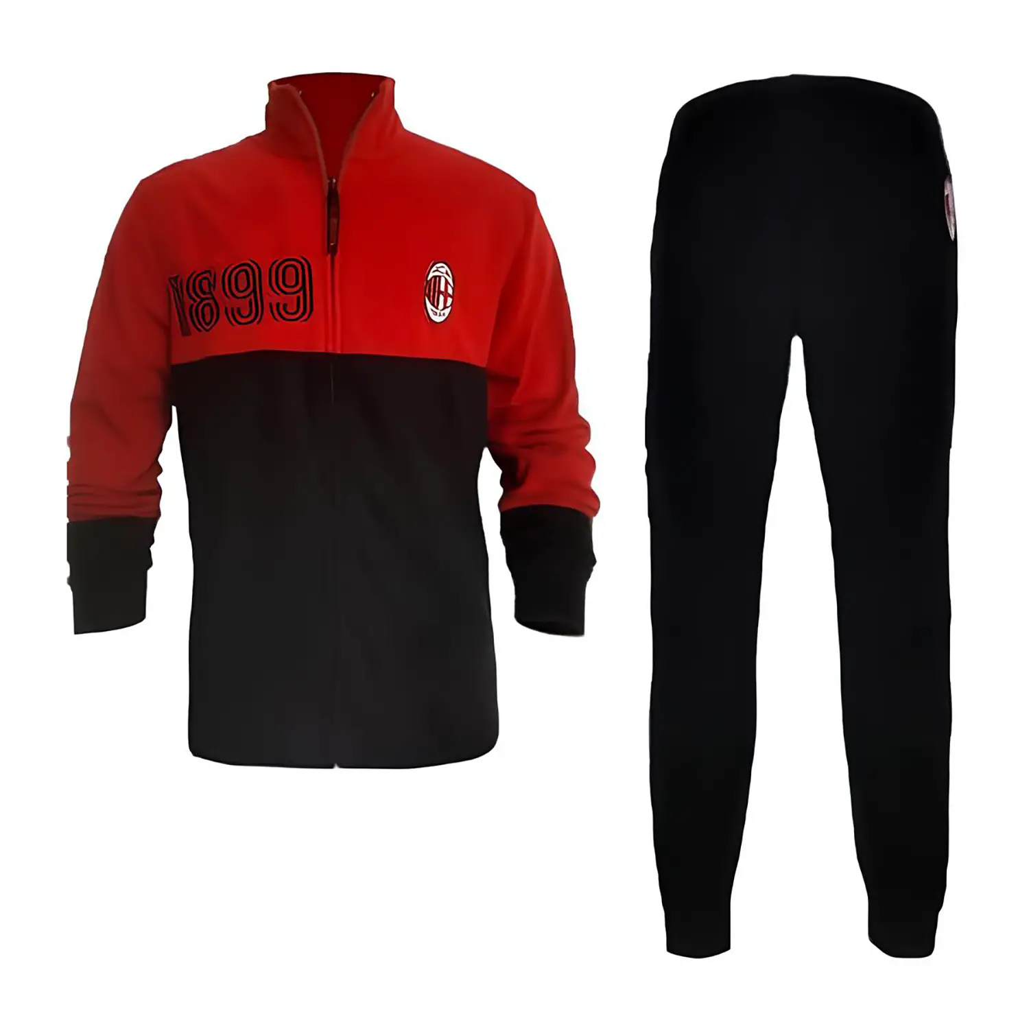 Tuta A.C. Milan Uomo Rosso e Nero in Caldo Pile Taglia 54 XXL - biancheria casa