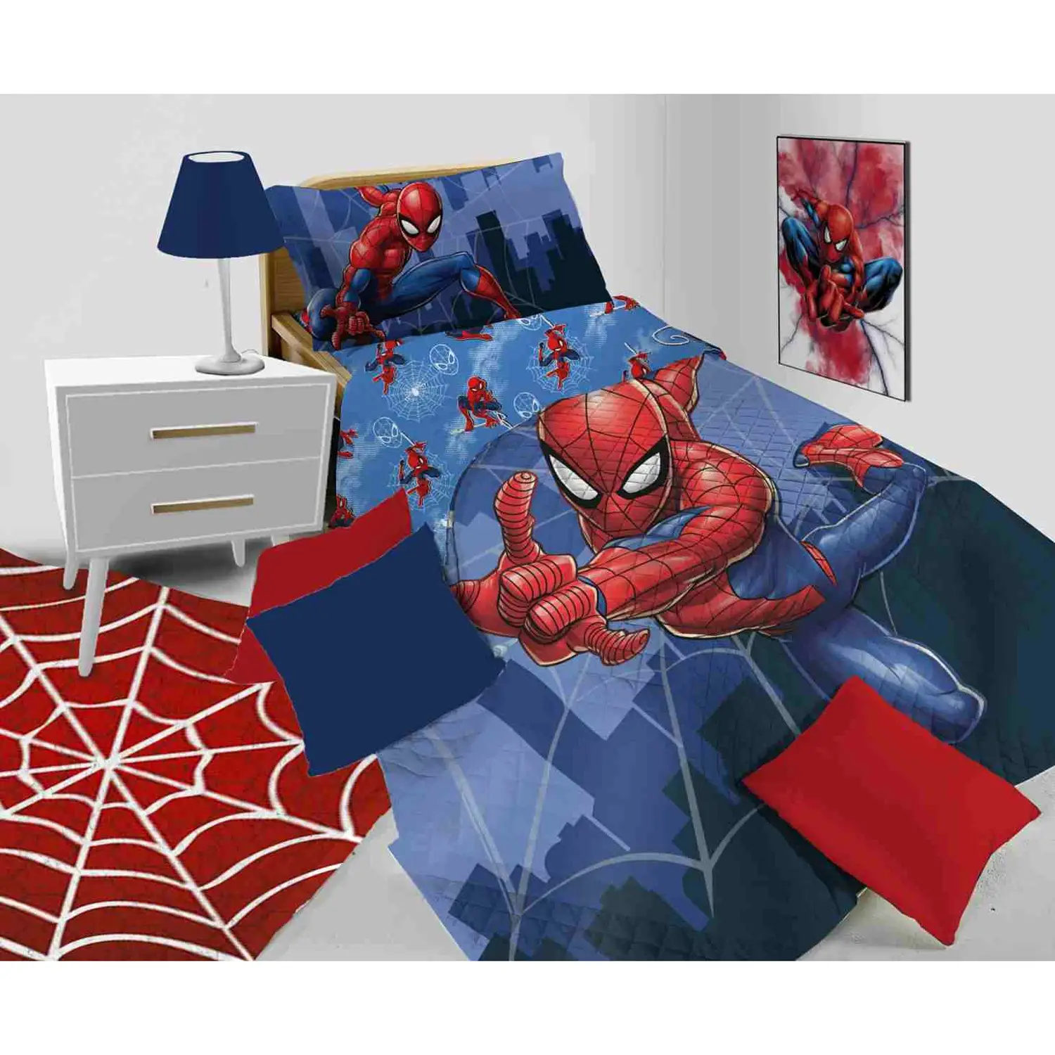 Coperta Trapuntata 1 Piazza Piazzato Spiderman - biancheria casa