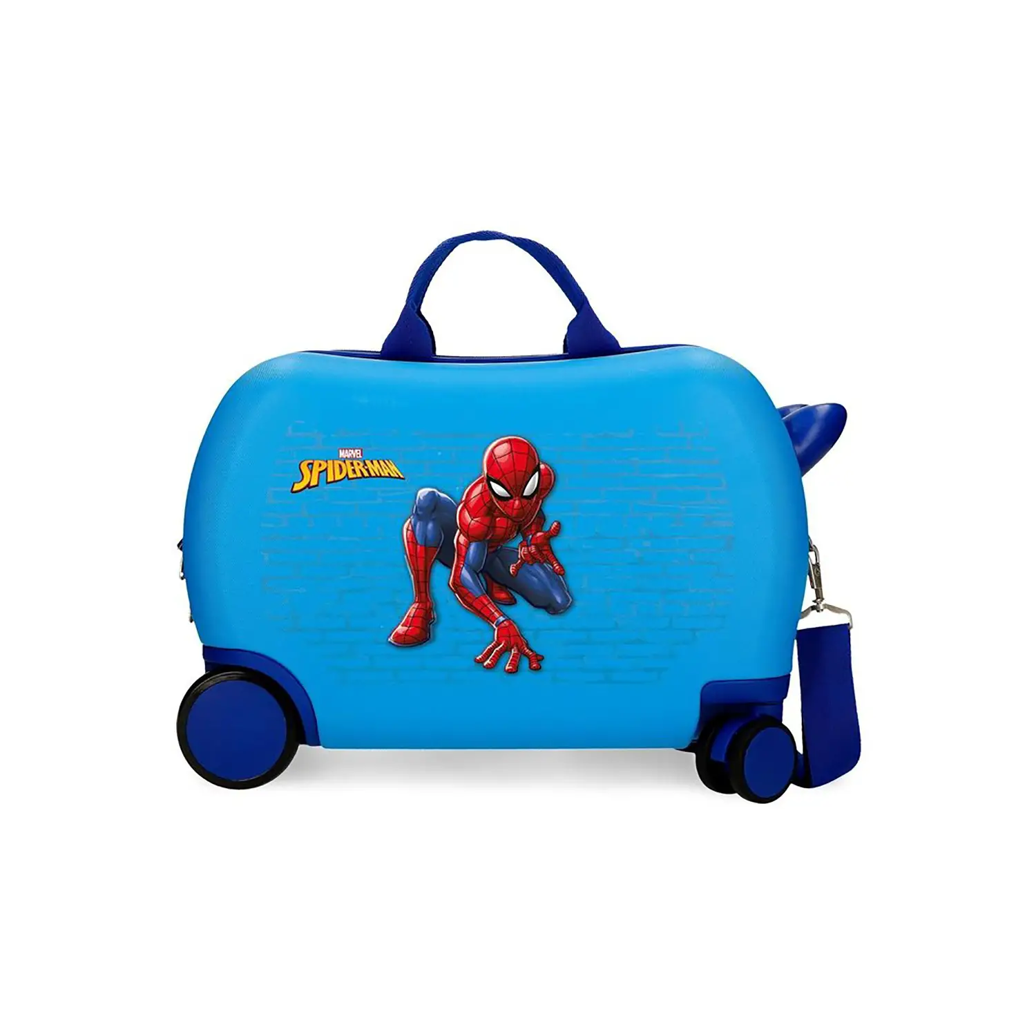 Spiderman Vigilant Trolley Cavalcabile Abs 4 Ruote 45 Cm Azzurro - valige e borse da viaggio