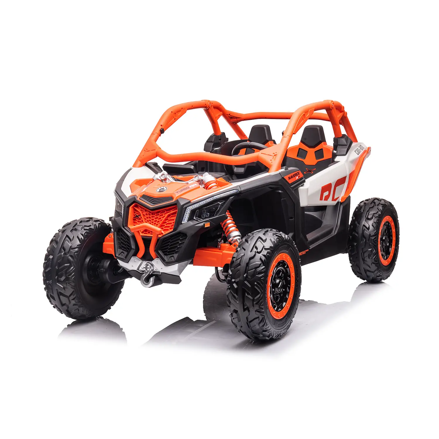 Auto Elettrica Biposto Can-Am Maverick con 4 Motori e Telecomando, Arancione - auto