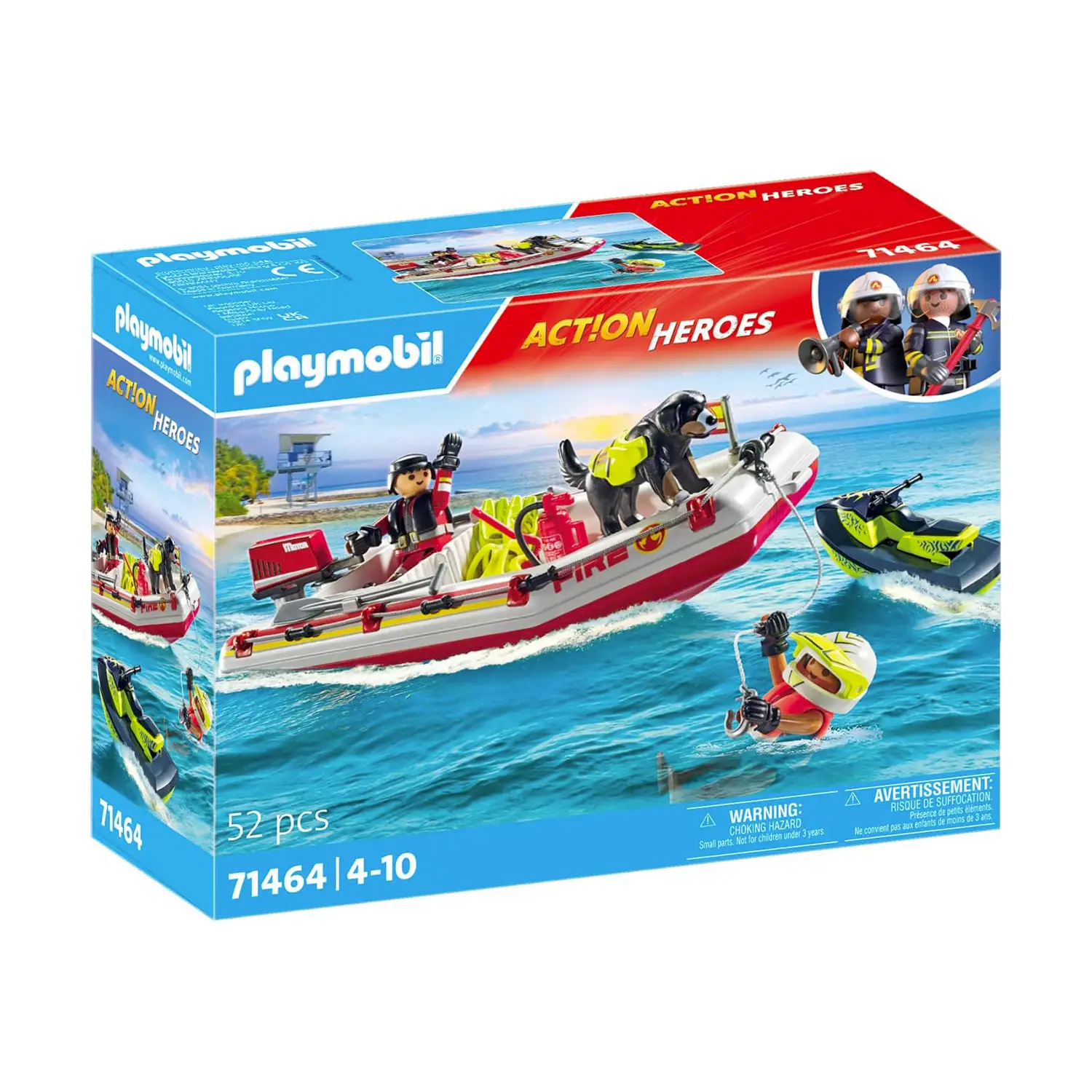 Gommone Dei Pompieri E Acquascooter Playmobil Action Heroes - playmobil