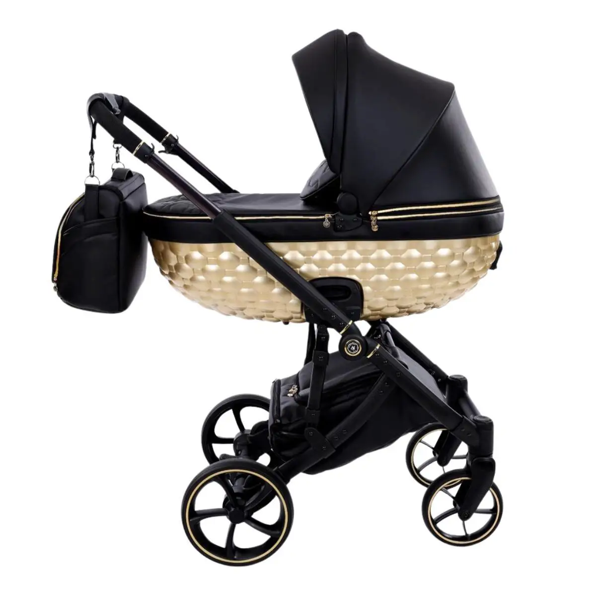 Trio Antes Baby Bubble Black/Gold Navicella Satin Telaio Black - trio e modulari