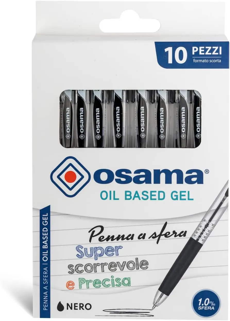 Penna Scatto a Sfera OBG, Tratto 1 mm. - Blister 10 Pezzi Nero - penne pennarelli ufficio