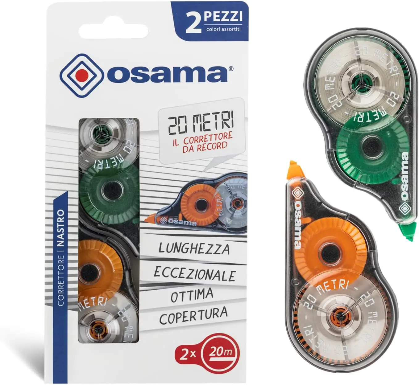 Correttore a Nastro Osama 20 m Multicolor – Precisione e Lunga Durata - Cancelleria varia