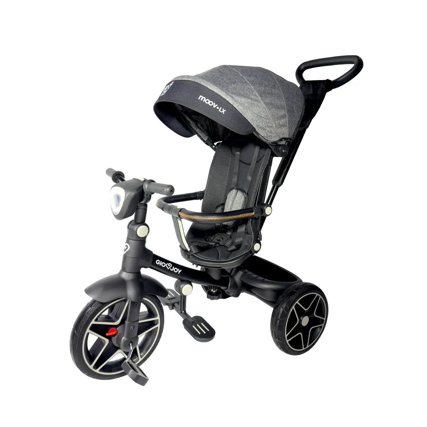 Triciclo Evolutivo 4-in-1 Moov-LX GioJoy by Giodicart – Telaio Nero e Rivestimenti Grigi - Tricicli e primi passi