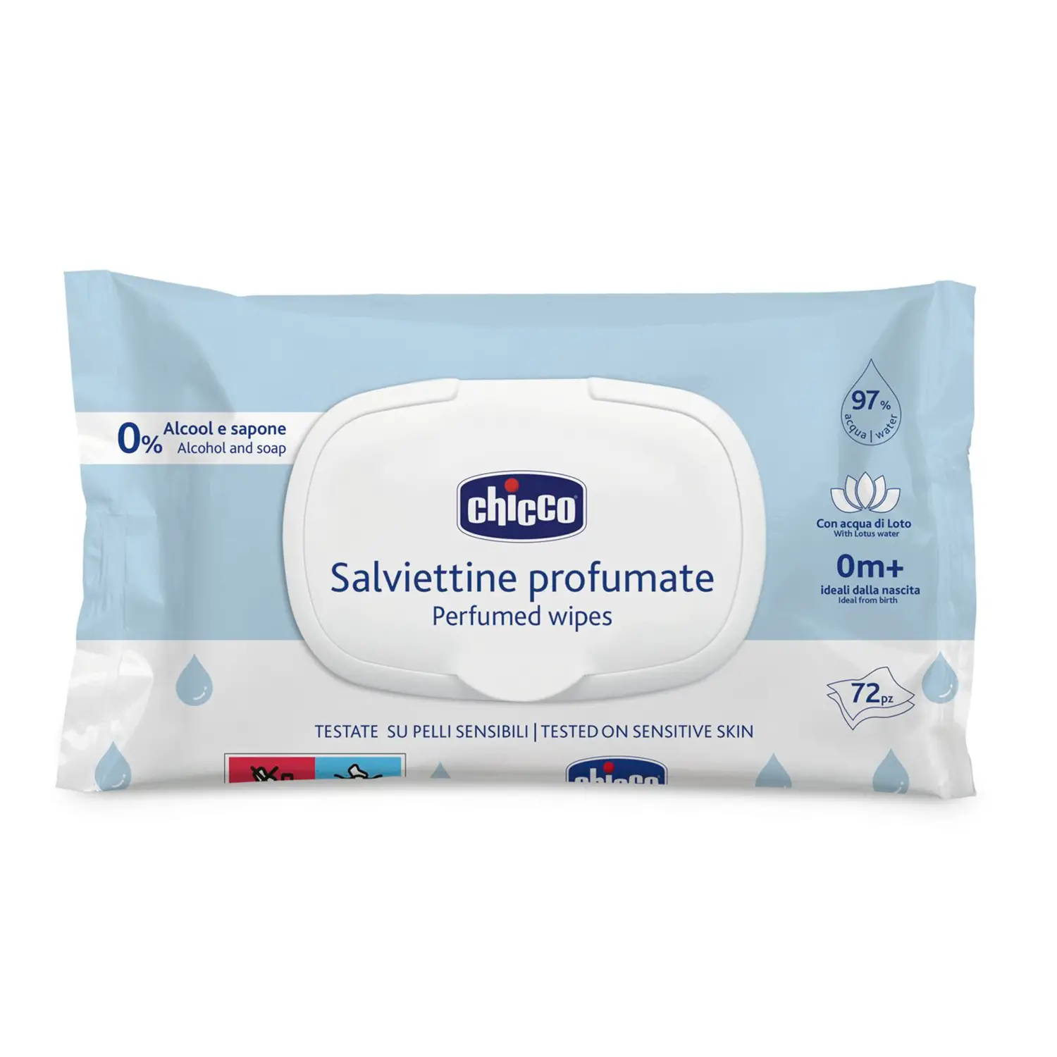 Salviette Chicco 72pz con Plaquette: Profumate e Delicate - igiene