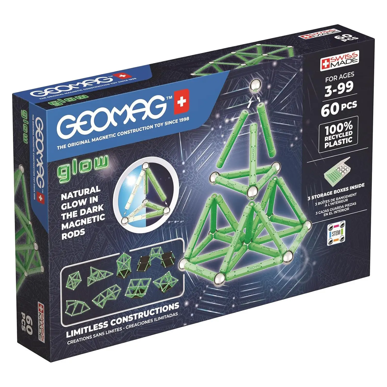 Geomag Glow Recycled 60 Pezzi - Costruzioni tecniche