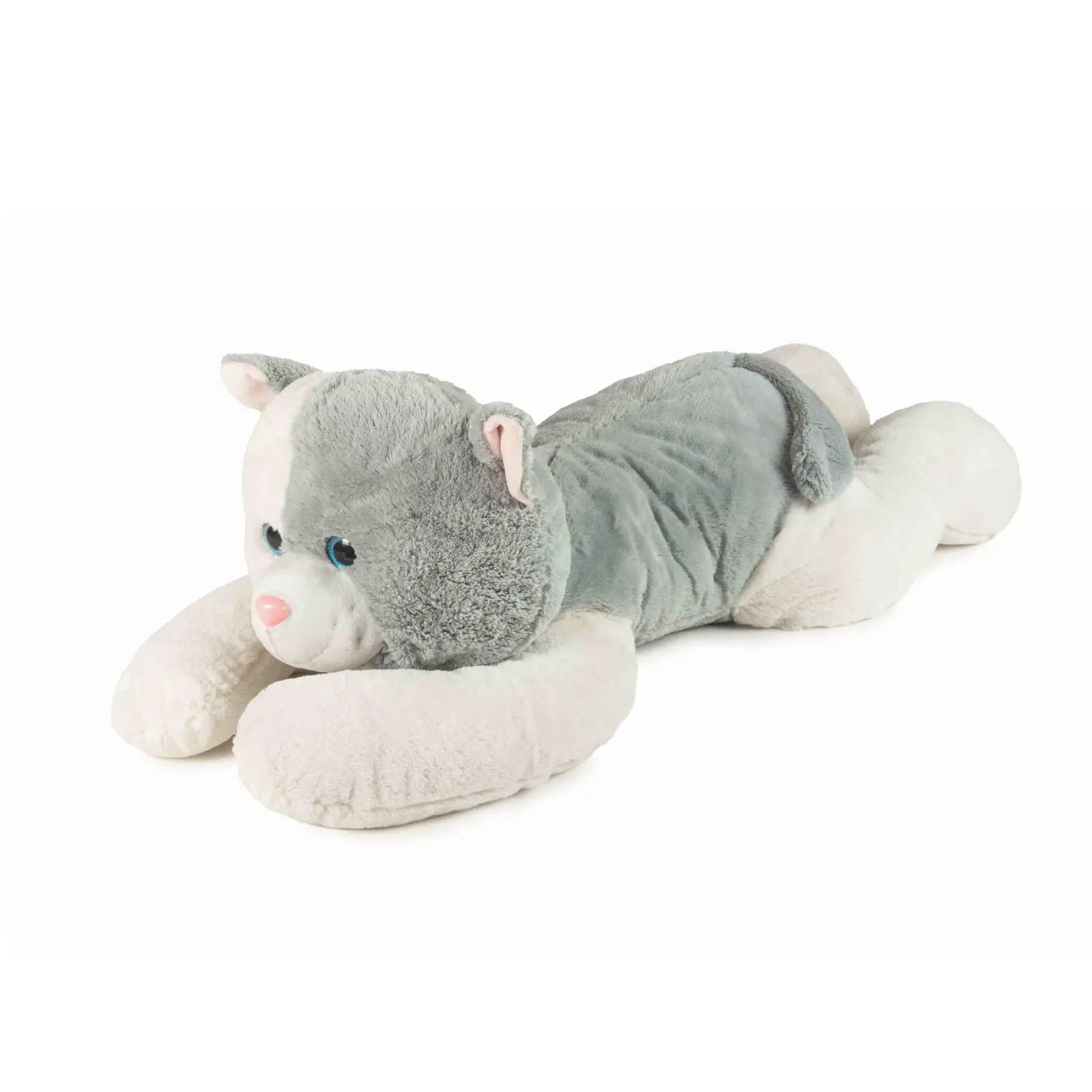 Peluche Gatto Steso 100cm - Occhioni Glitterati, Bicolore - peluches 0/36 mesi