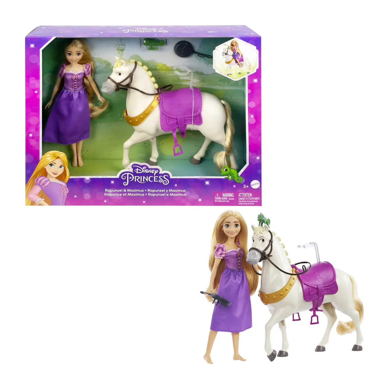 Disney Princess - Rapunzel e Maximus con Pascal e Accessori, 3+ - collezionabili bambina