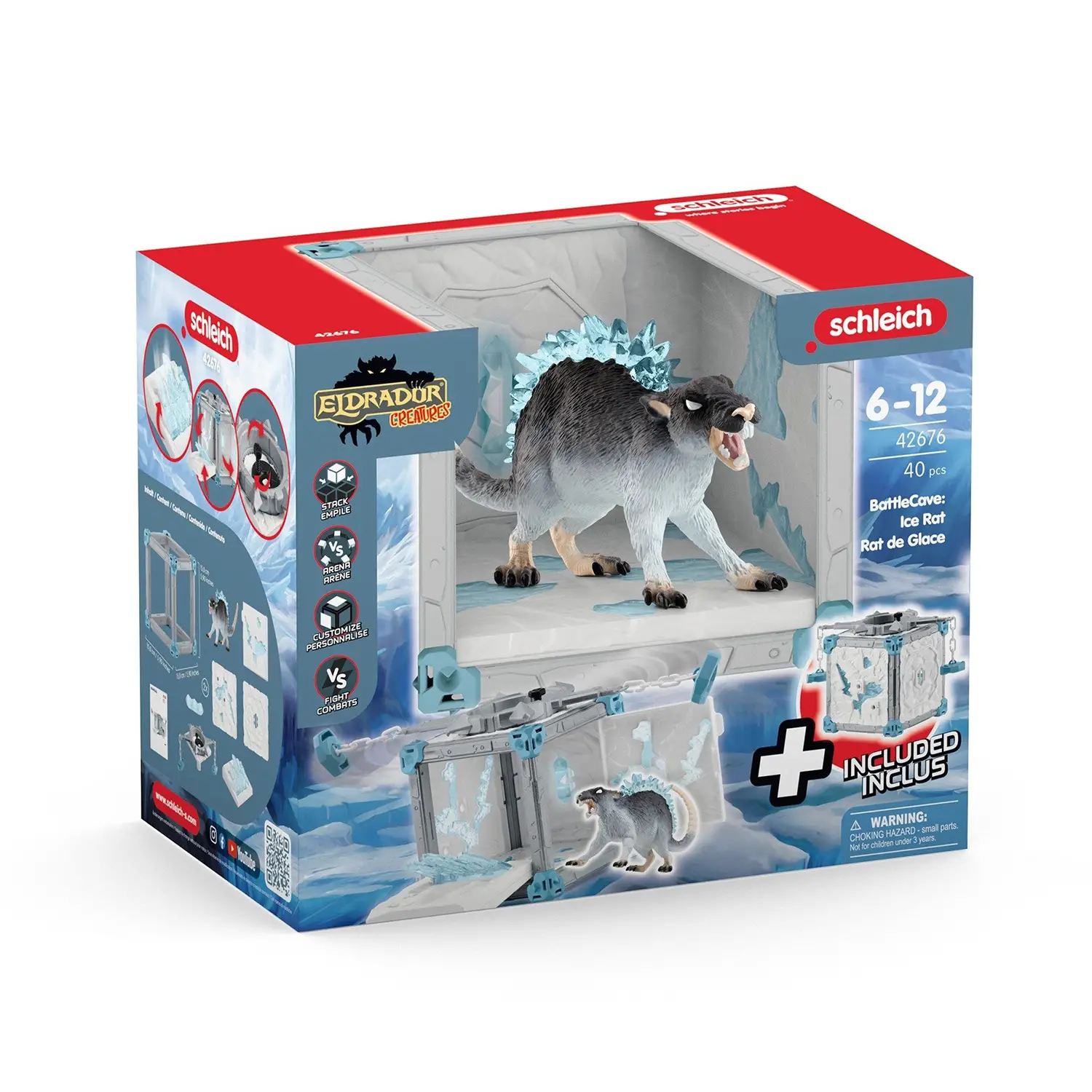 Schleich Eldrador Creatures BattleCave Ratto dei Ghiacci - Animali