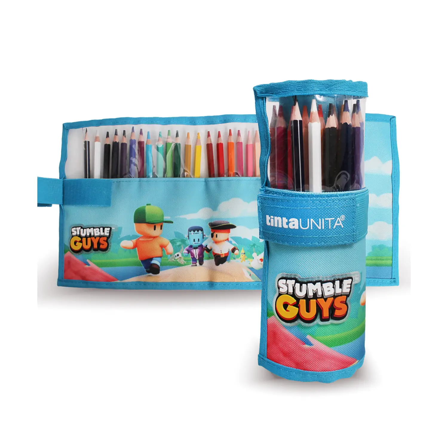 Tinta Unita Stumble Guys Rotolo 24 Pastelli + 1 Matita All Blue - astucci colori