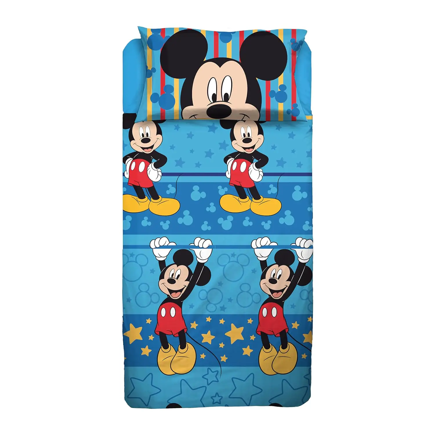 Set Lenzuolo Letto Singolo Topolino Mickey Mouse - Completo Letto Blu, 100% Cotone - biancheria casa
