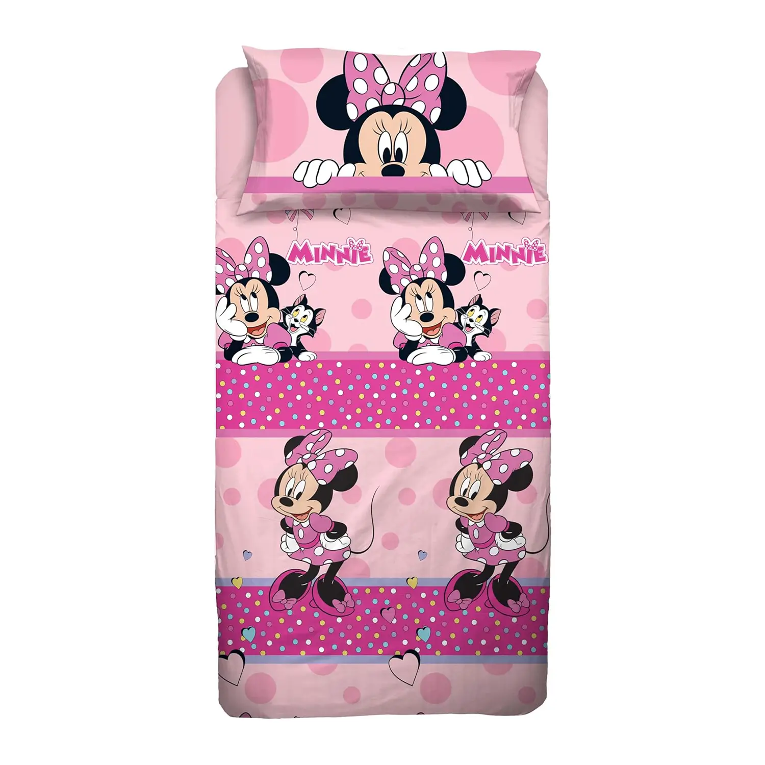 Set Lenzuolo Letto Singolo Minnie Rosa - 100% Cotone - biancheria casa