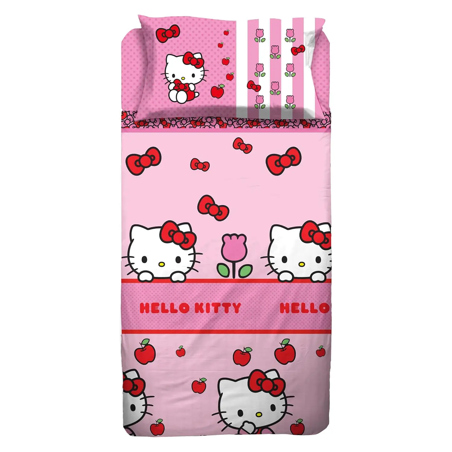 Completo Letto 1 Piazza Con Federa Piazzata Hello Kitty - biancheria casa