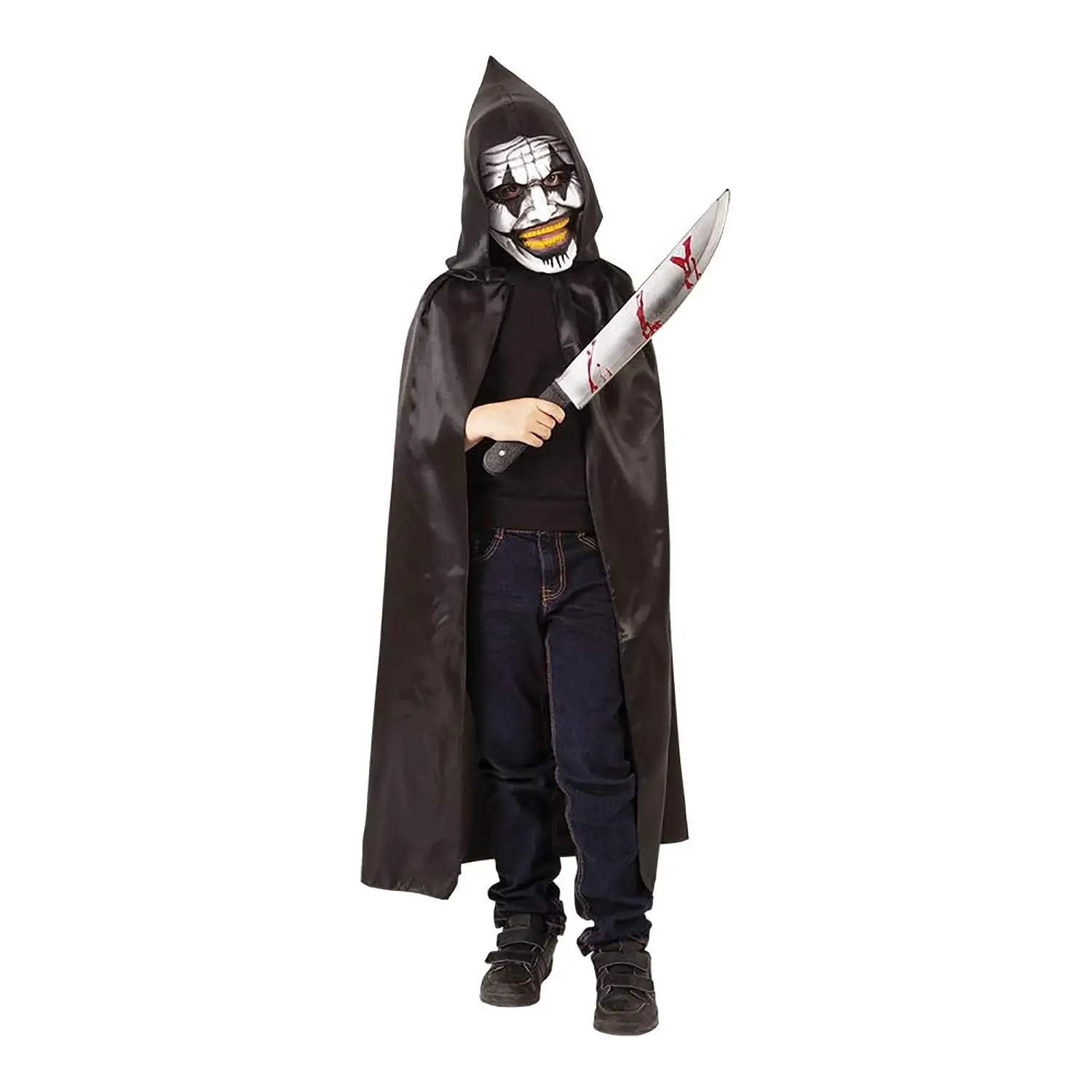 Costume Clown Con Mantella E Maschera per Bambini - Taglia L - 8/10 Anni - Abiti halloween