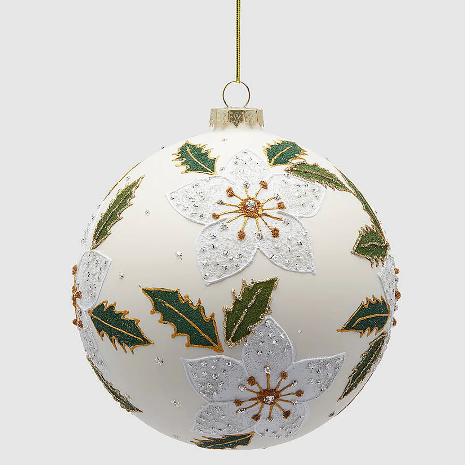 Addobbo Palla Con Fiore D. 12 Cm - addobbi albero