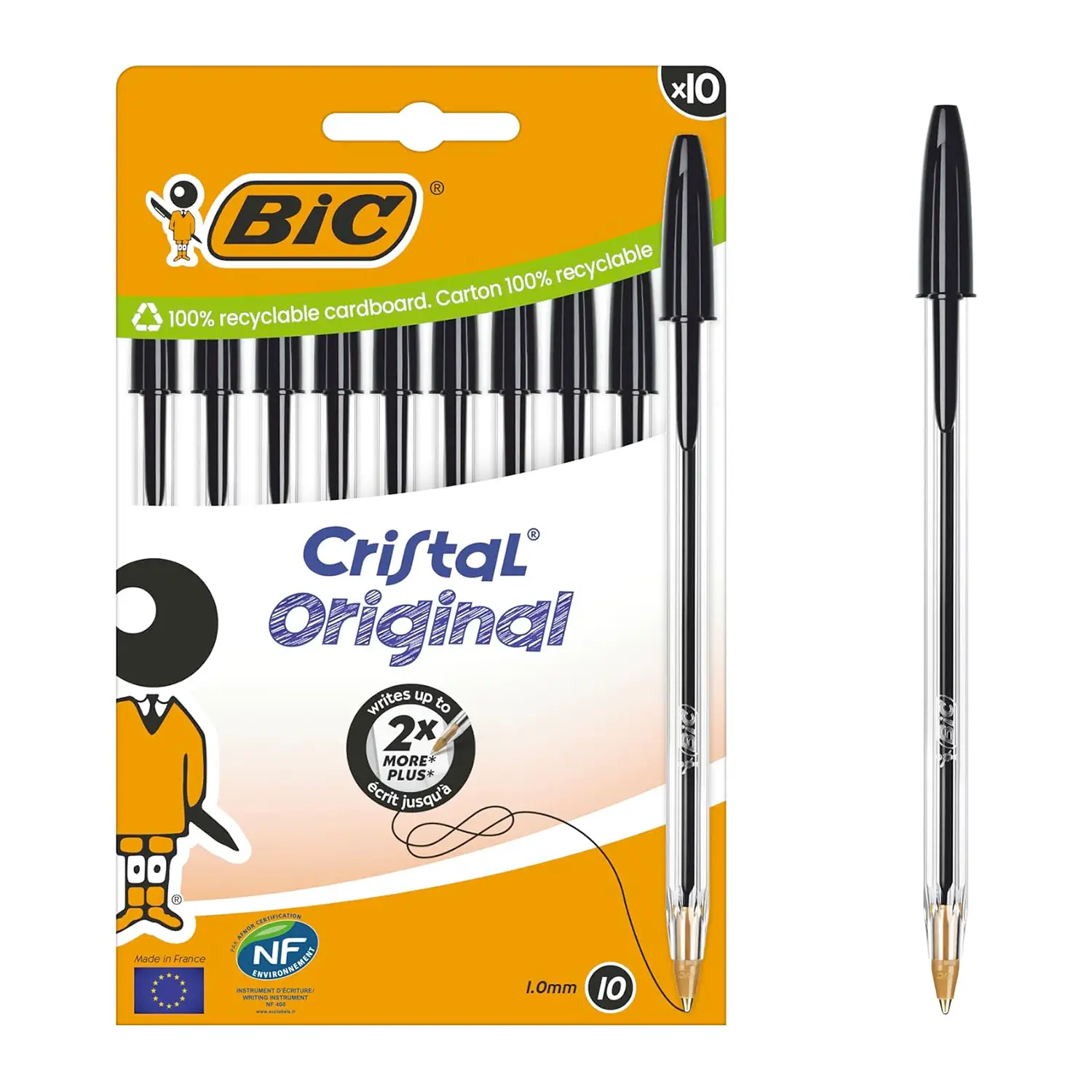Penne Bic Cristal Original Blister 10 Pz Nere - penne pennarelli ufficio