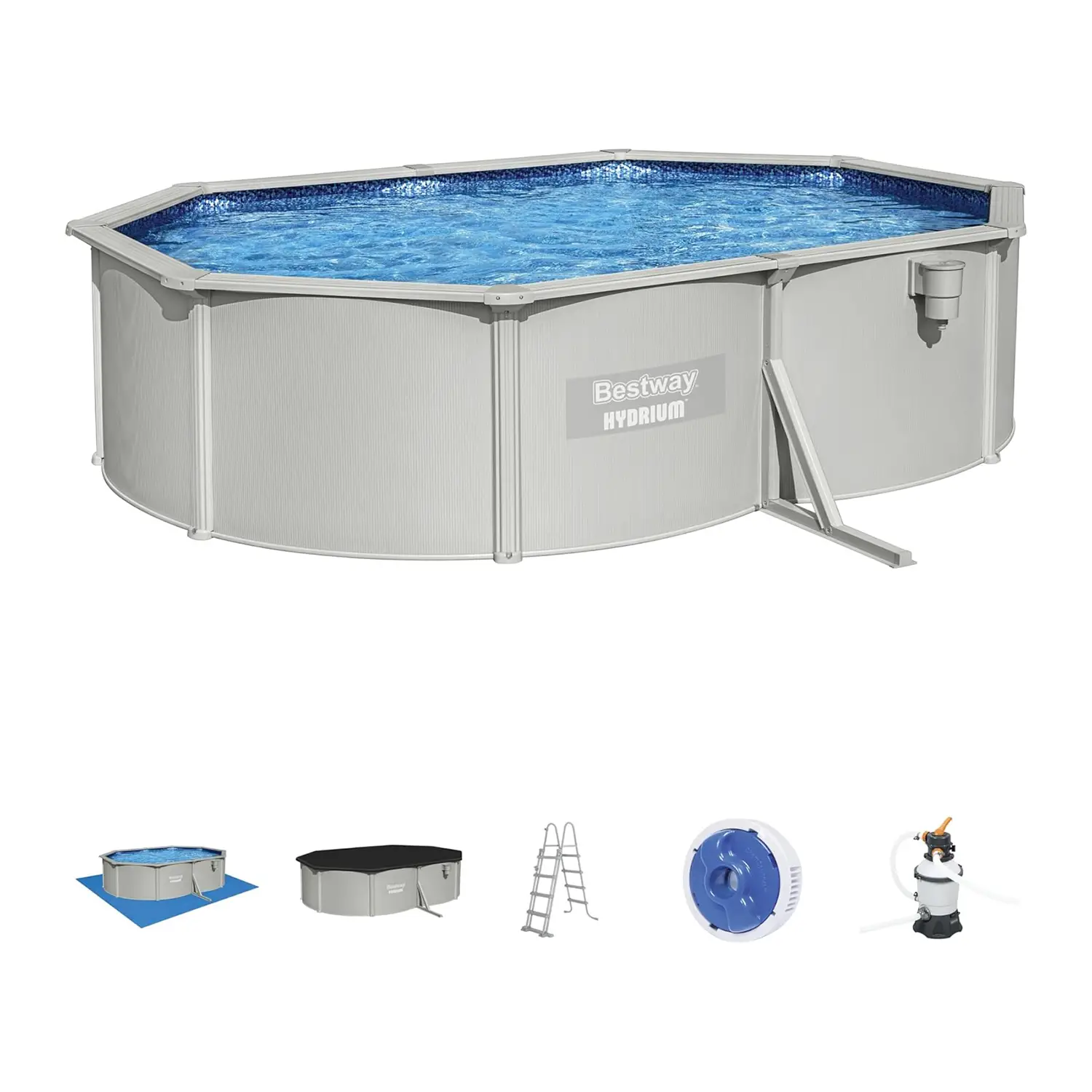 Set Piscina Fuori Terra Ovale Hydrium 500x366x122 cm 16.296L - piscine rigide