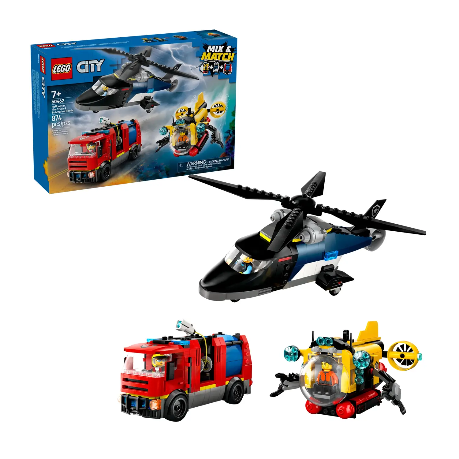 Lego City Elicottero, Autopompa e Sottomarino 60462 - lego