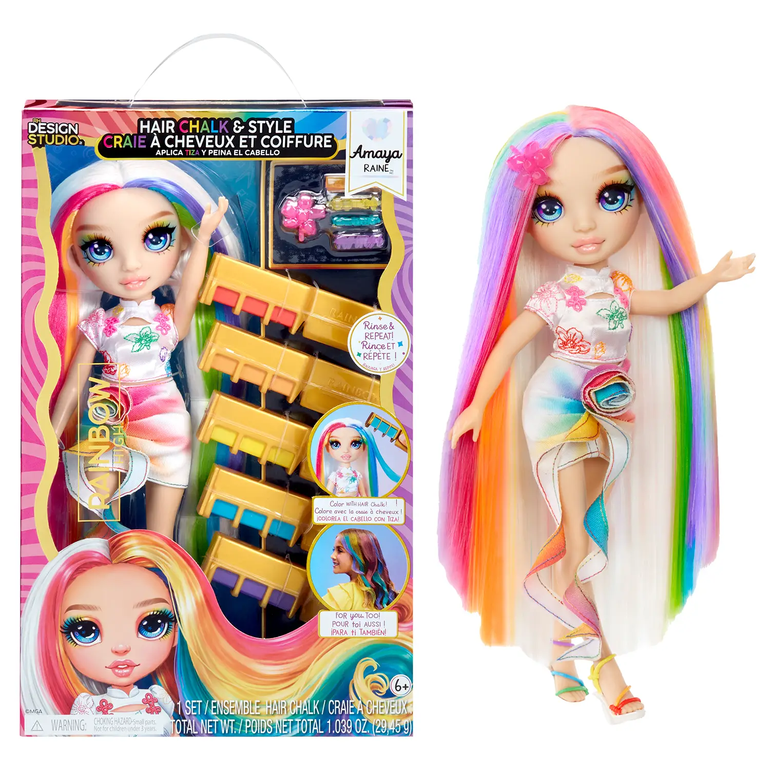 Rainbow High Hair Chalk & Style Doll - Amaya (Rainbow) - collezionabili bambina
