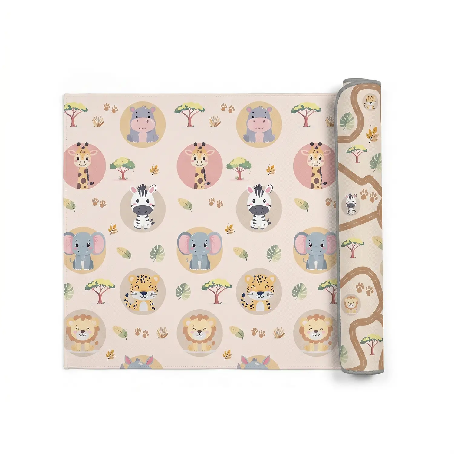 Maxi Tappeto Gioco Arrotolabile Primi Passi cm 200x150, Alto Spessore 10mm, Sweet Animals - Primi giochi