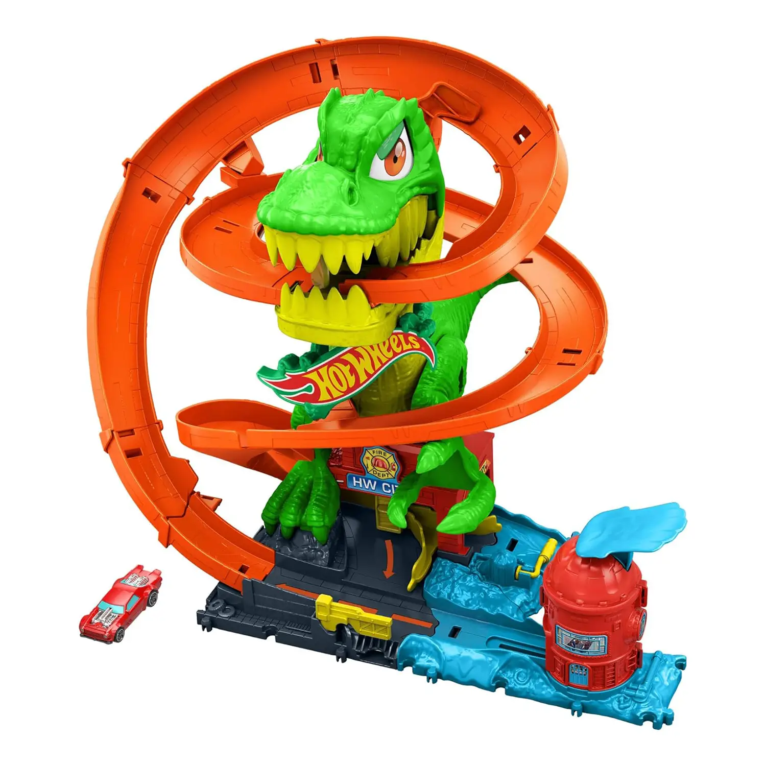 Hot Wheels City T-Rex Battaglia Infuocata - Veicoli, garage e piste