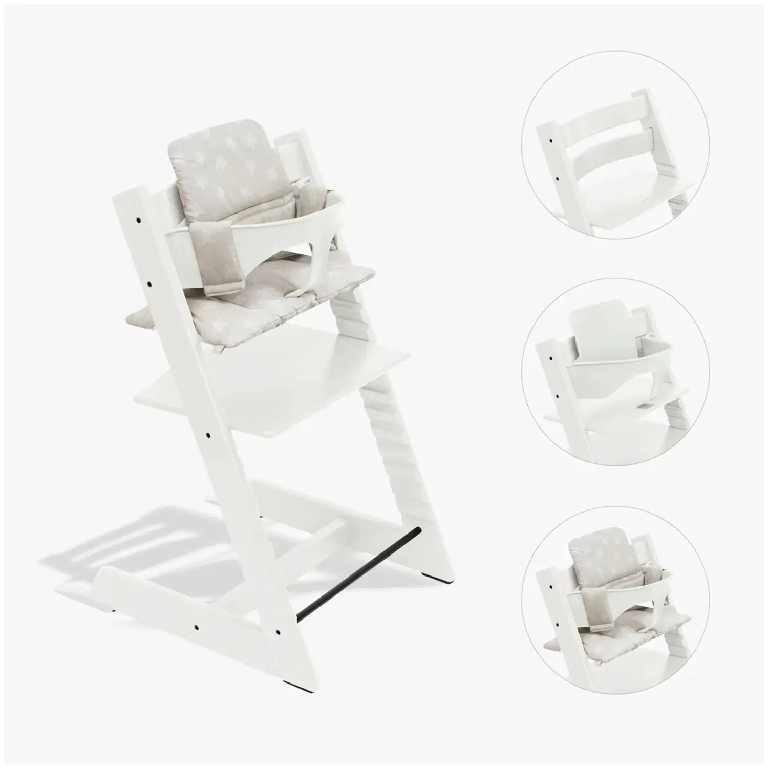 Tripp Trapp Bianco Bundle con Baby Set Bianco e cuscino Star Silver Stokke - seggioloni