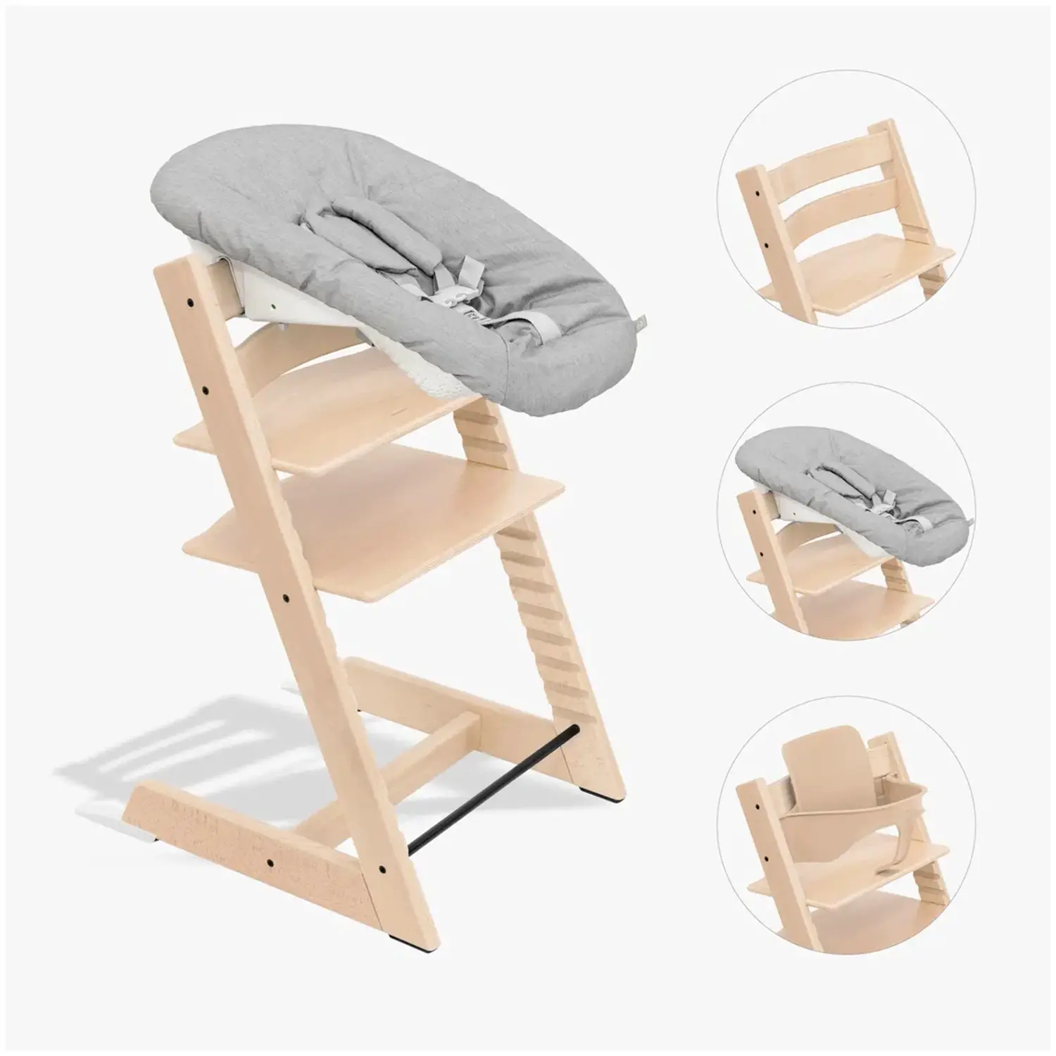 Tripp Trapp Natural Con Baby Set e Newborn Grey - seggioloni