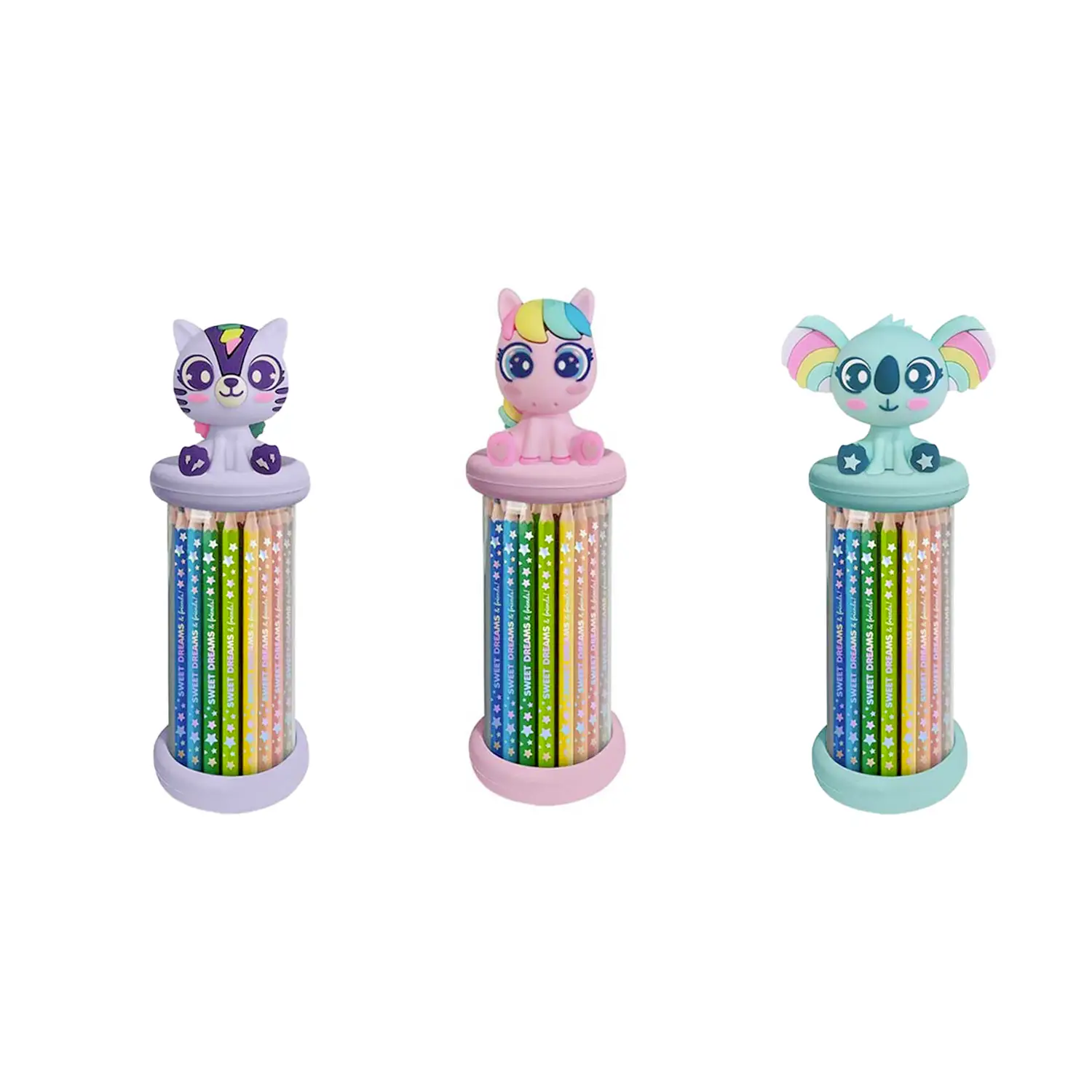 Box 12 Matite Colorate con Tappo 3D Sweet Dreams - Pennarelli