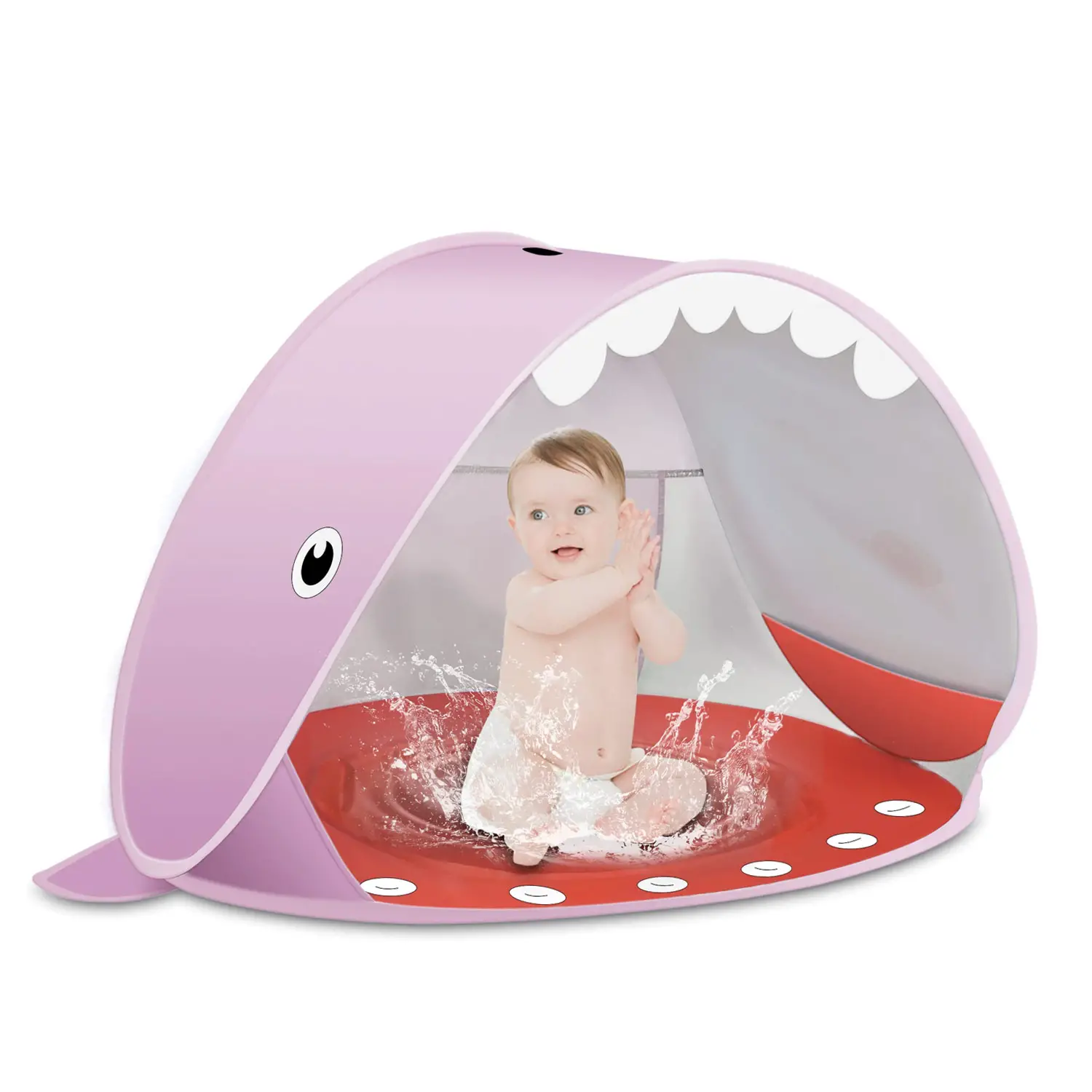 Tenda da Spiaggia Pop-Up con Filtro UV50+ Baby Shark, Rosa - estivo mare