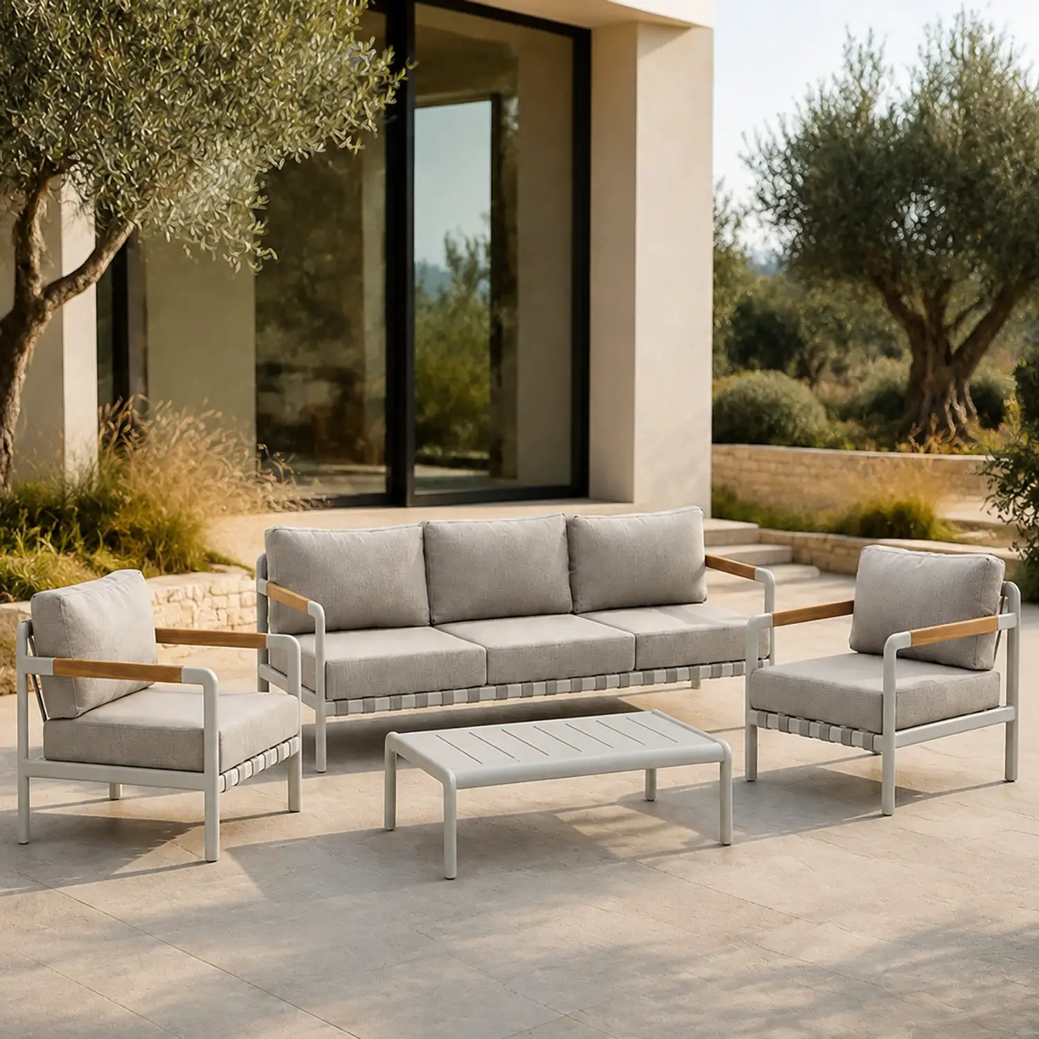 Salotto da Giardino Iseo Alluminio Bianco 5 Posti Salmar - set e salotti