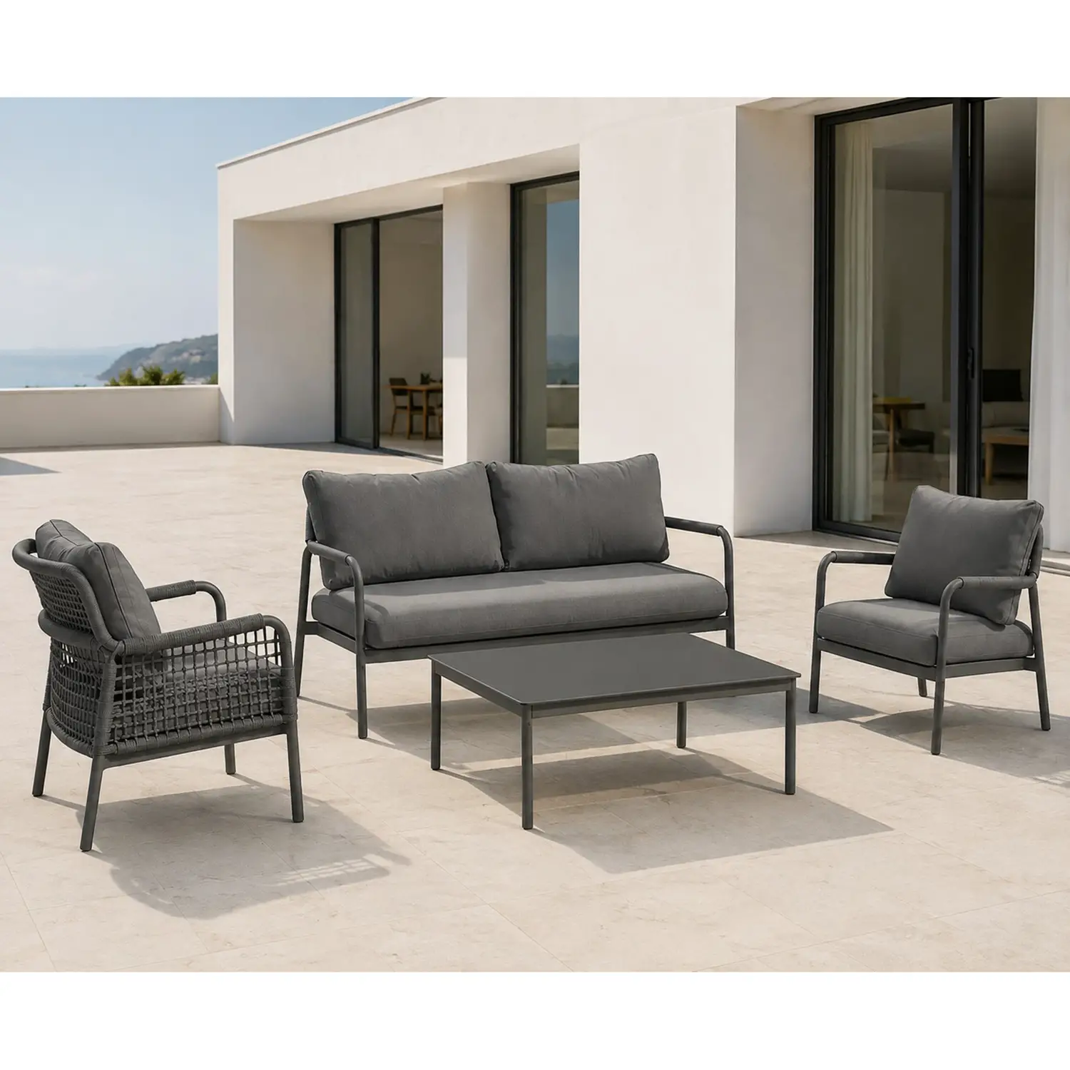 Salotto da Giardino Bellagio Alluminio Antracite 5 posti Salmar - set e salotti