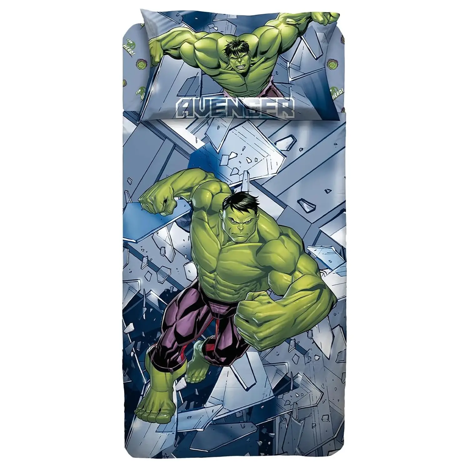 Completo Letto 1 Piazza Hulk Piazzato - biancheria casa