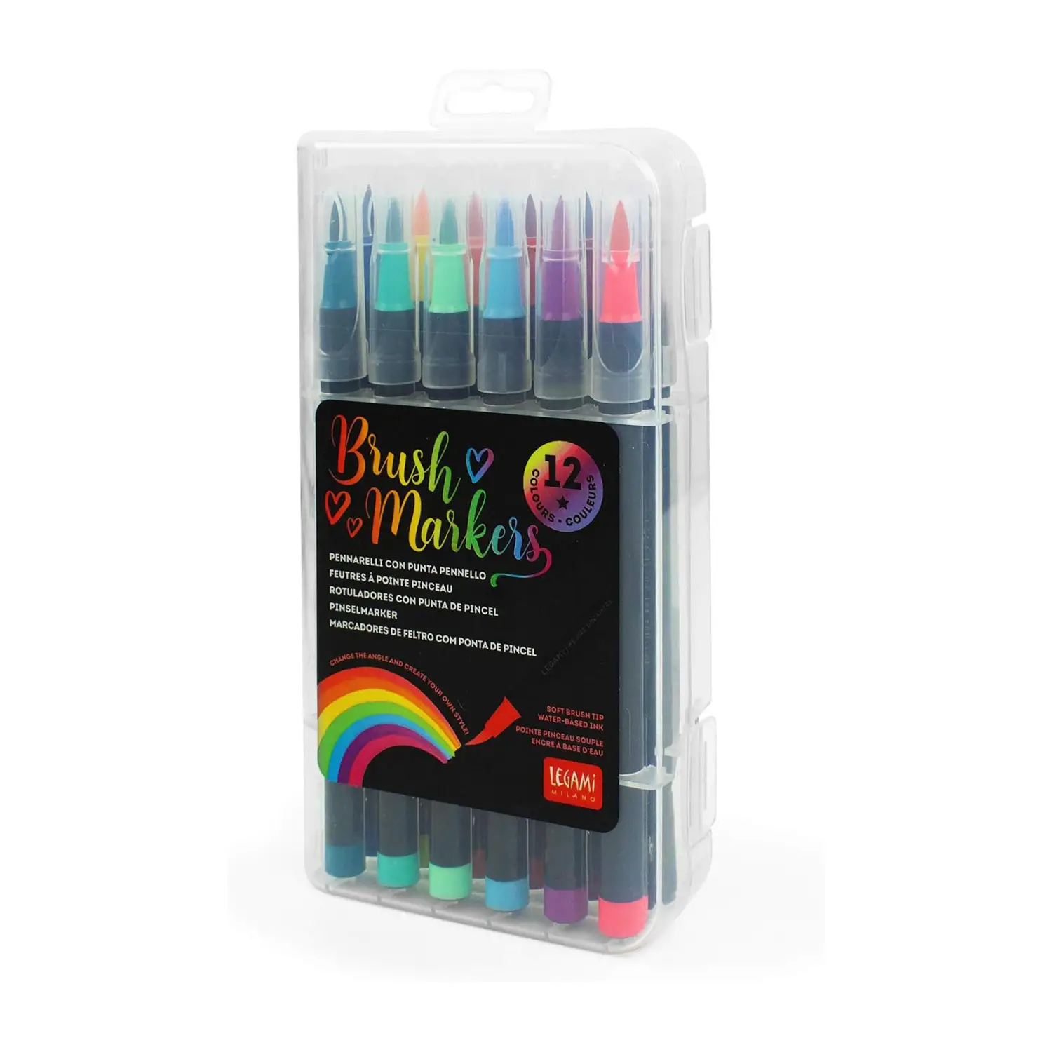 Legami - Set di 12 Pennarelli con Punta Pennello, BRUSH MARKERS - legami