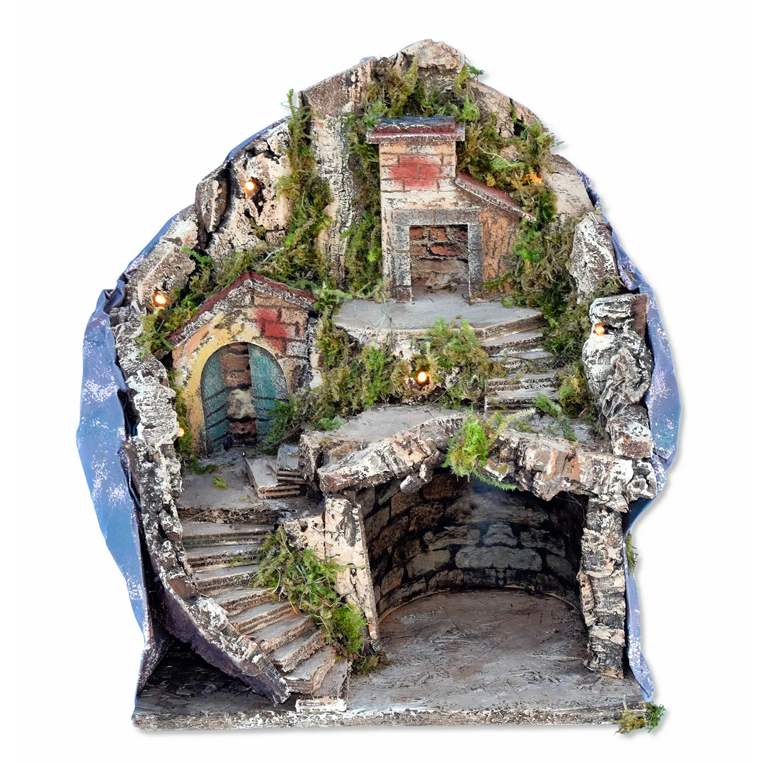 Presepe Artigianale 10 Luci 30x23x28 cm – Rossi Rosa - presepi