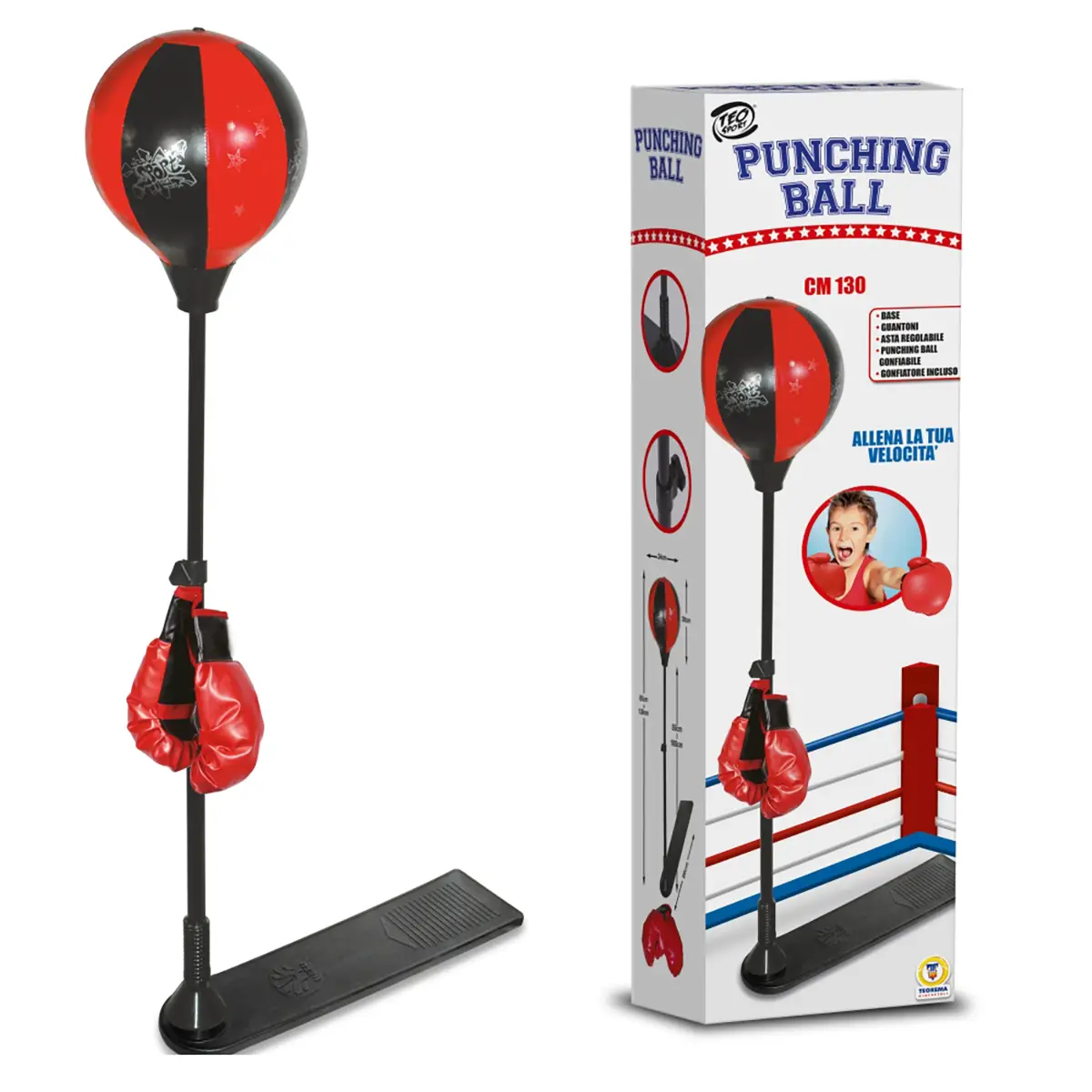 Teosport Pungiball con Pedana e Guantoni - Attrezzature sportive