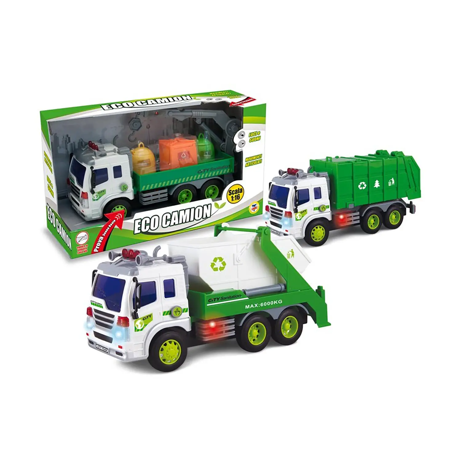 Play City - Eco Camion 1:16 Frizione Suoni E Luci Assortiti - modellini