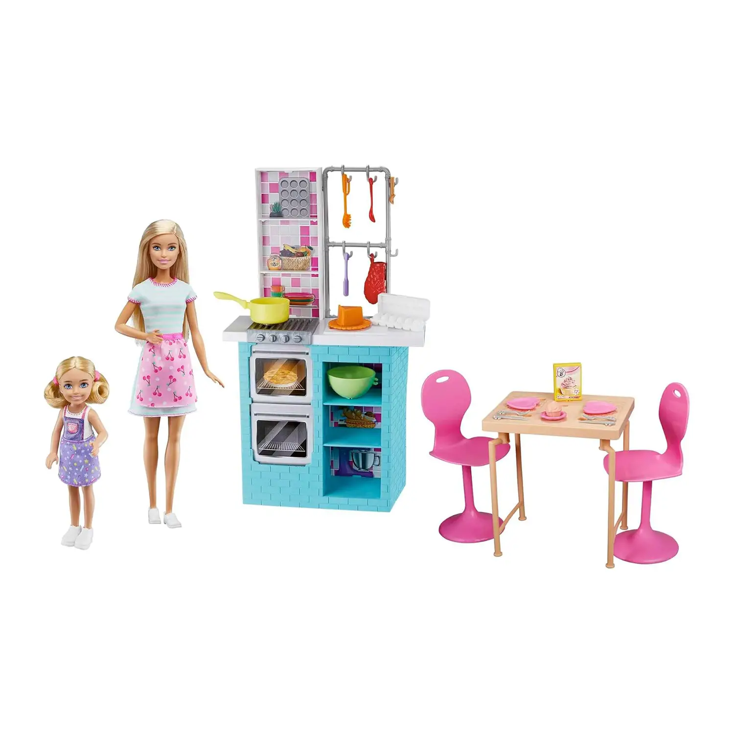 Barbie e Chelsea Sister Baking Playset Cucina con 2 Bambole e 15 Accessori - collezionabili bambina