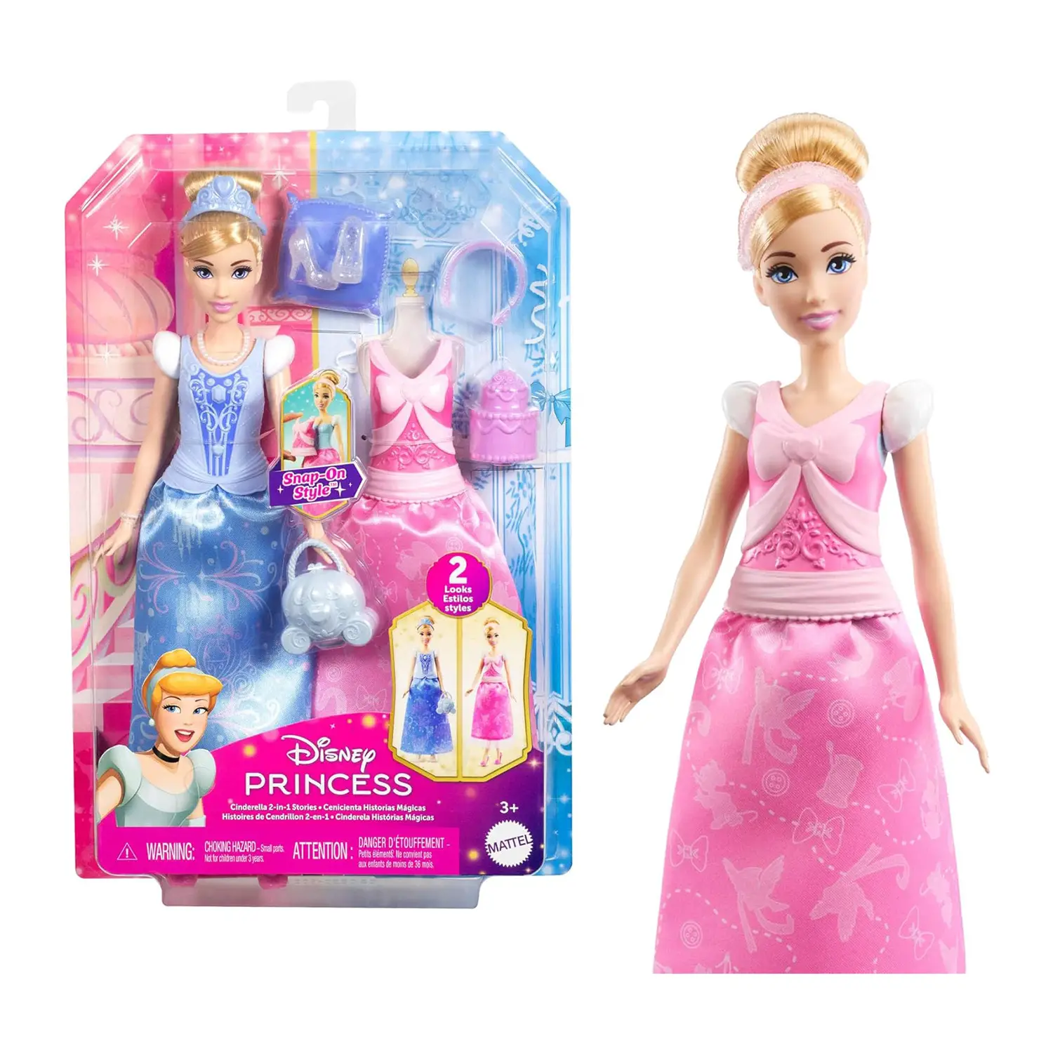 Cenerentola Disney Princess 2 Storie in 1 Bambola Moda - collezionabili bambina