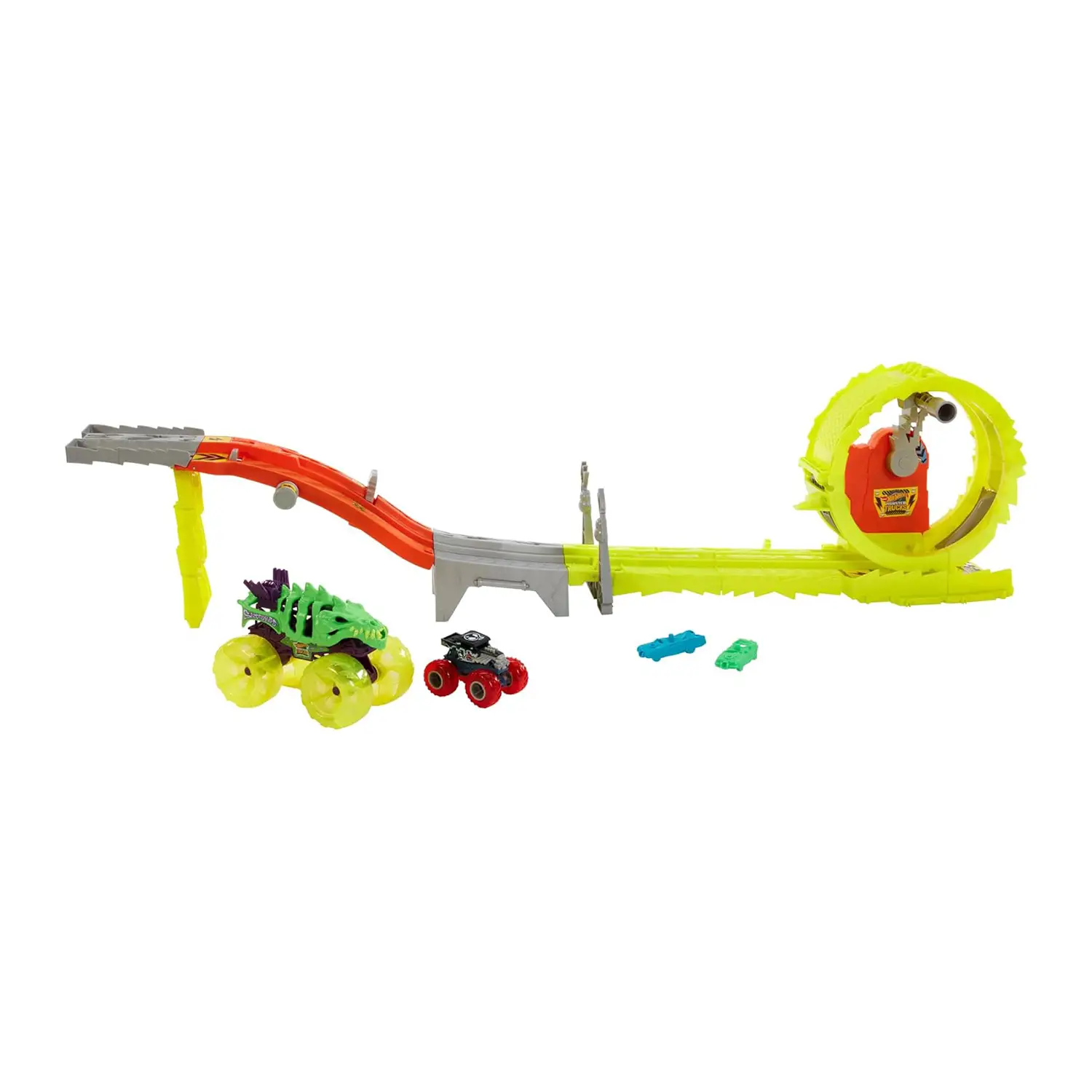 Hot Wheels Monster Truck Sfida, Carica E Insegui - play set