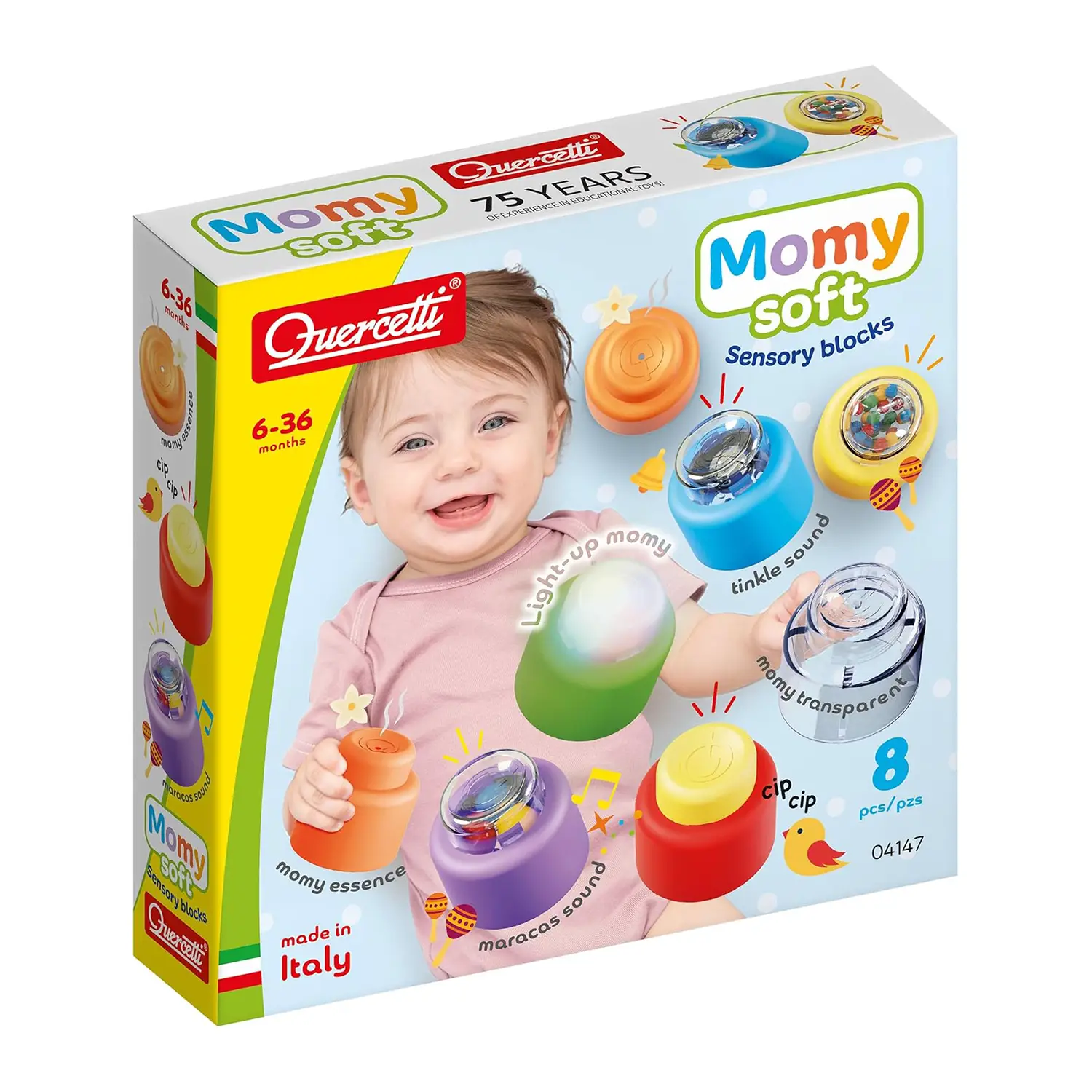 Quercetti Momy Soft: 8 Mattoncini Morbidi per Bambini - Costruzioni in plastica