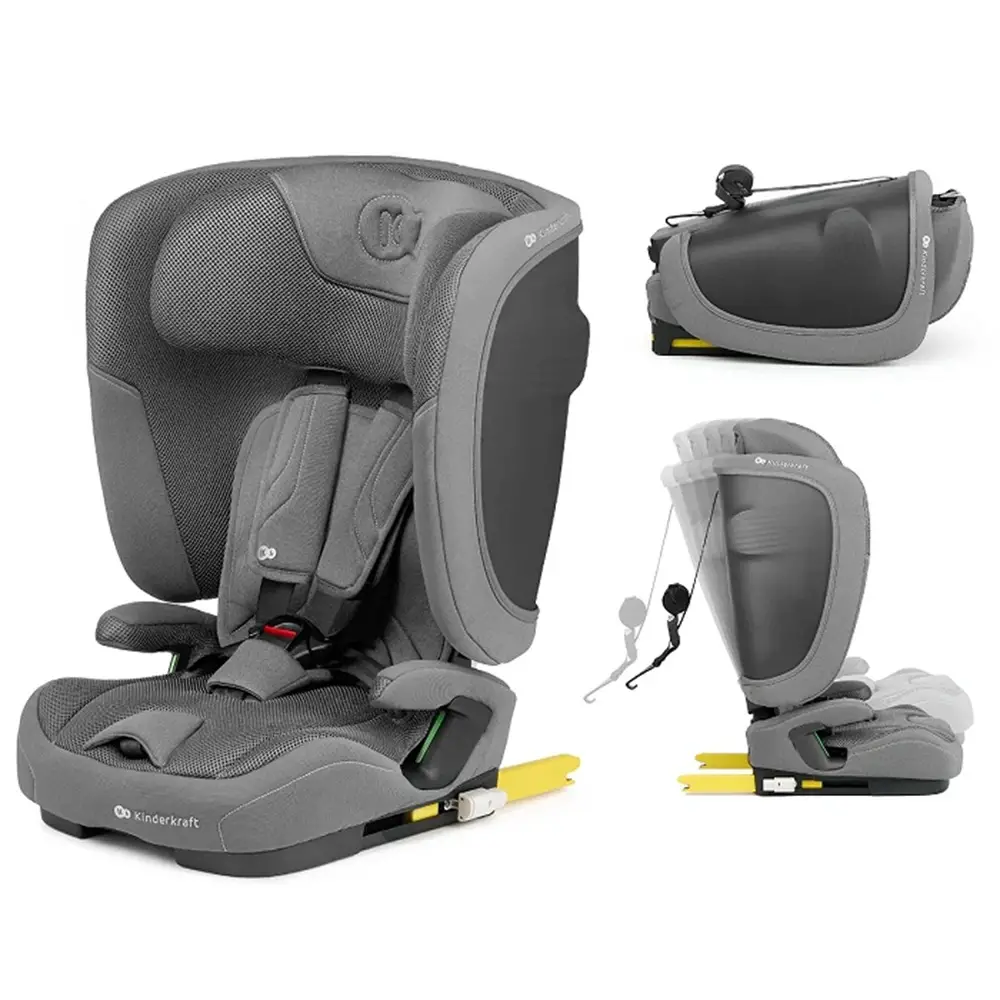 Seggiolino auto FIX2GO Grey con Sensore elettronico di installazione SAFERIDE SENSOR - bambini 76-150 cm (15m-12anni)