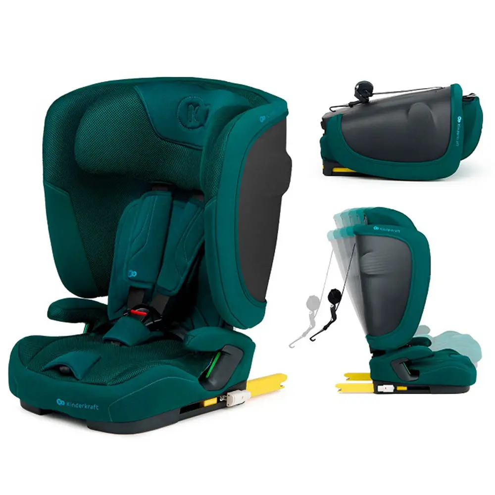 Seggiolino auto FIX2GO Green con Sensore elettronico di installazione SAFERIDE SENSOR - bambini 76-150 cm (15m-12anni)