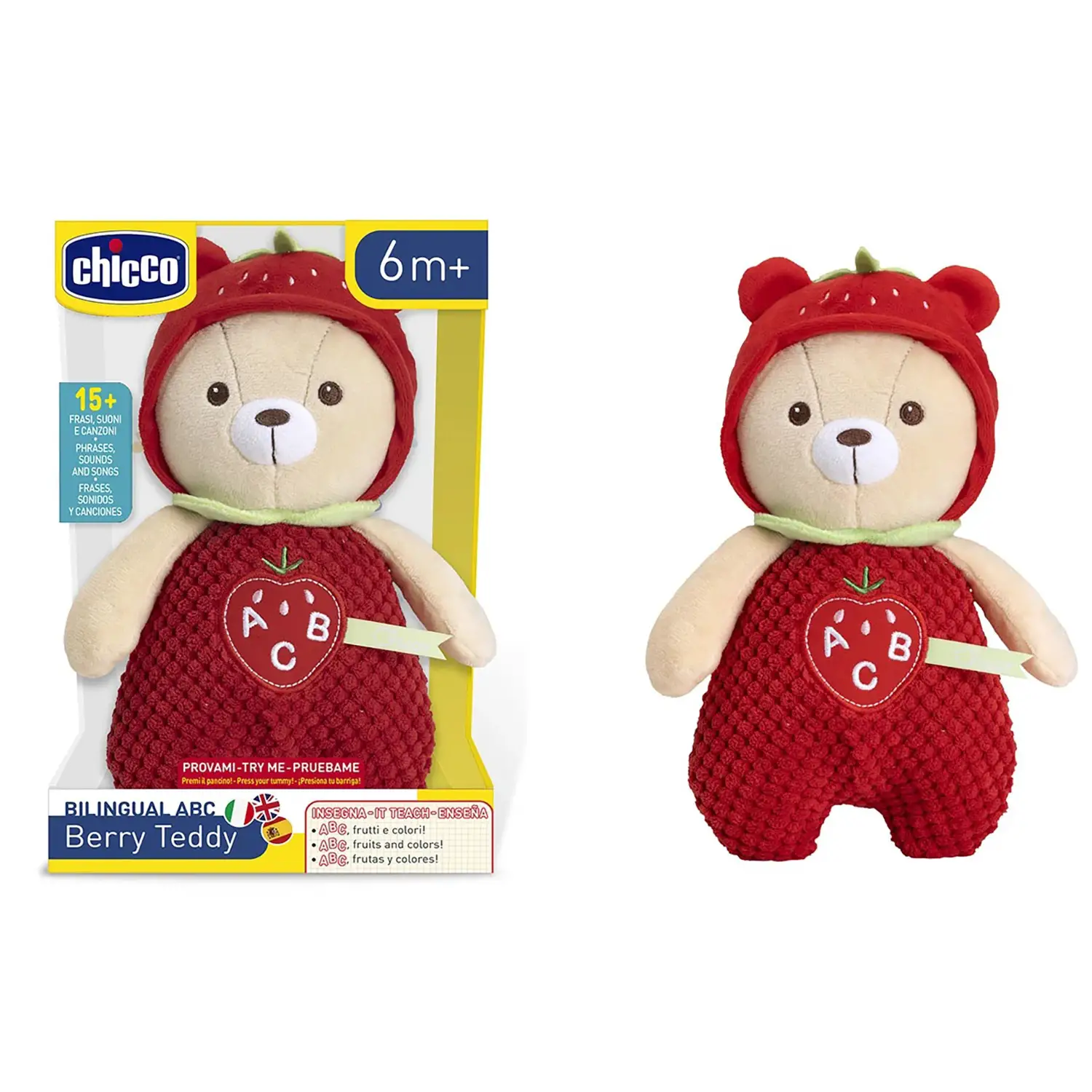 Chicco Peluche Interattivo Fragola Trilingue Numeri e Colori - Primi giochi