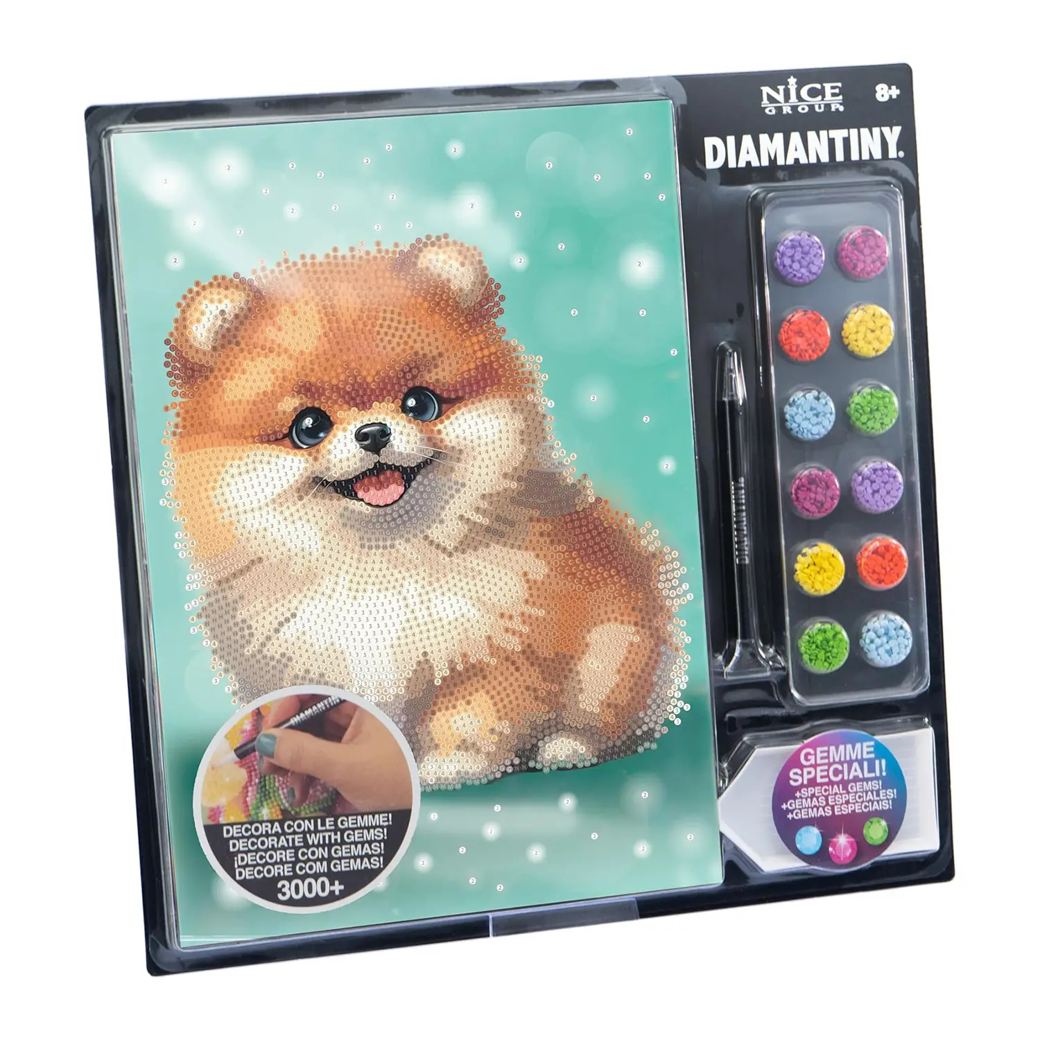 Quadro Crystal Art Diamantiny Level Up Volpino con 3000 Gemme - creatività